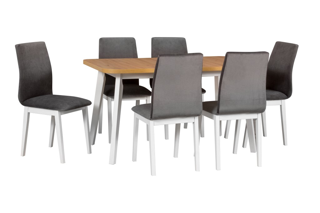 Jídelní set - stůl Oslo 6 + 6x židle Luna 1 Potahová látka - židle: Tkanina 18B