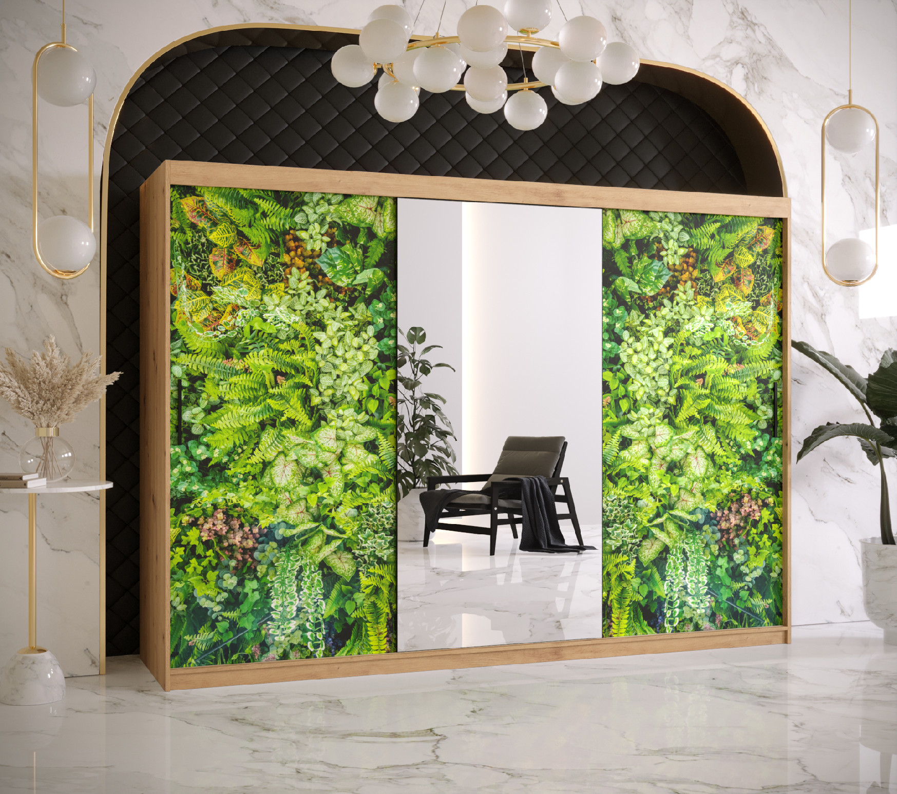 Šatní skříň Abi Bluszcz 2 Barva korpusu: Dub - Artisan