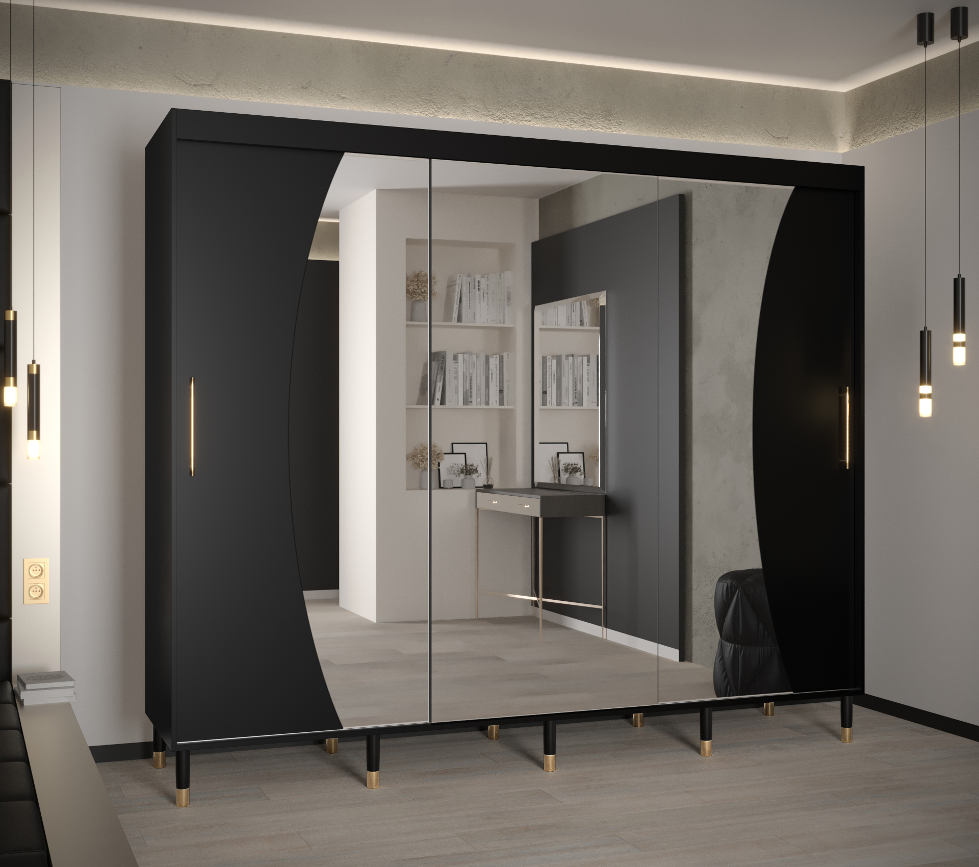 Šatní skříň Abi Calipso Wav Barva korpusu: Černá