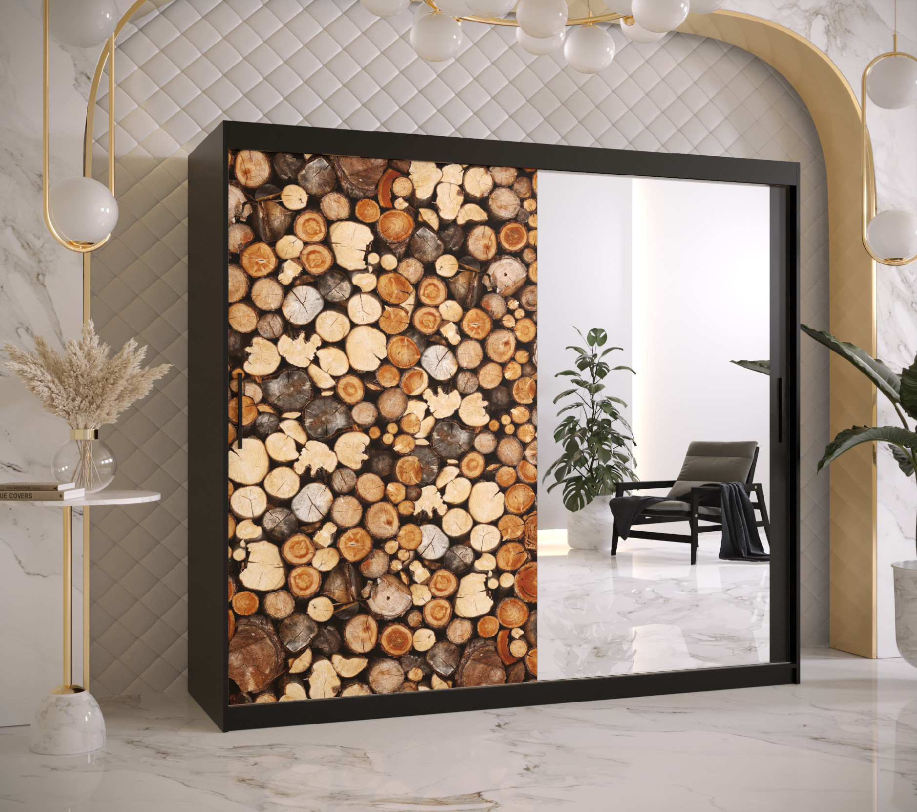 Šatní skříň Abi Drewno 2 Barva korpusu: Černá