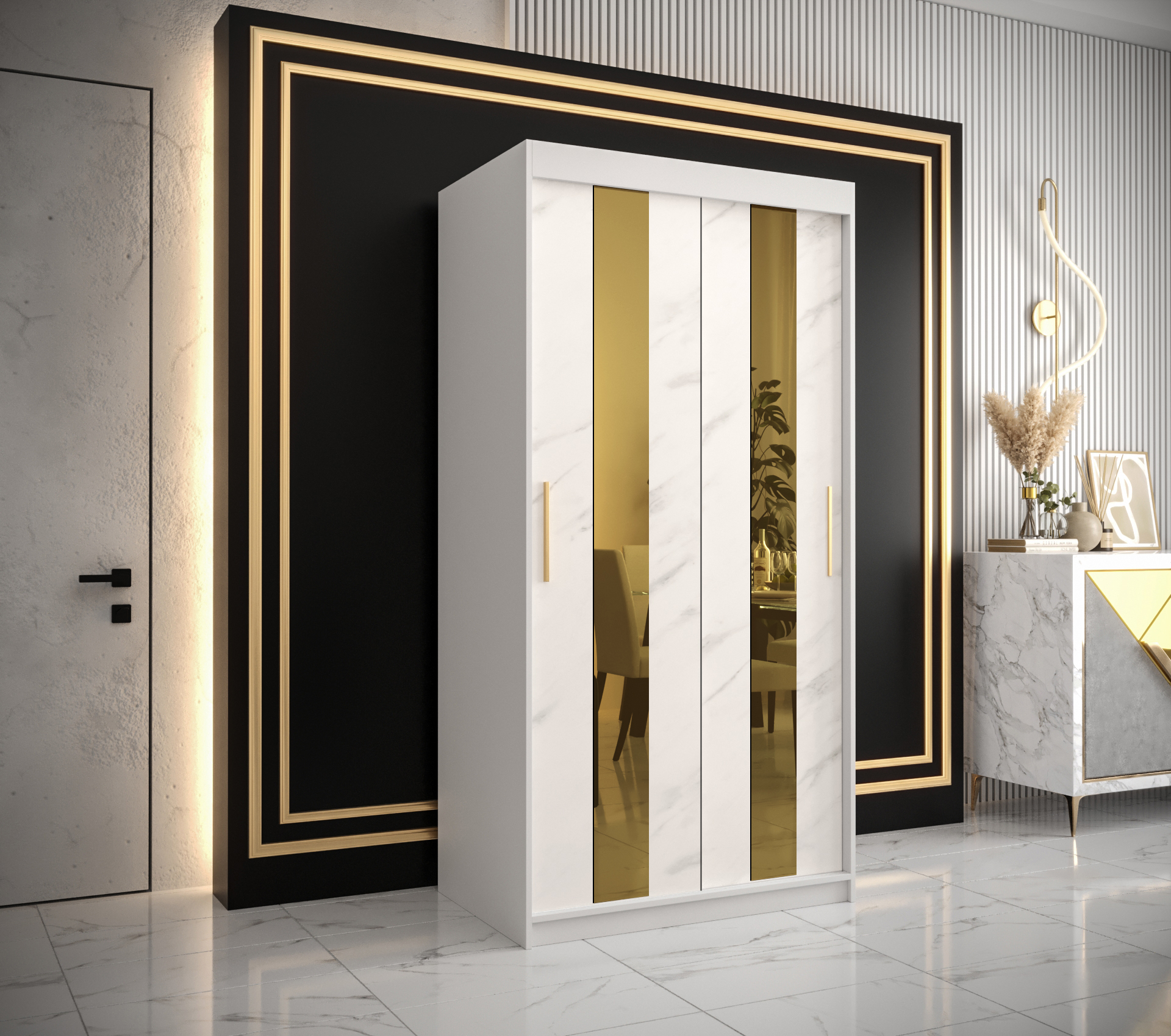 Šatní skříň Abi Golden Pole Barva korpusu: Bílá