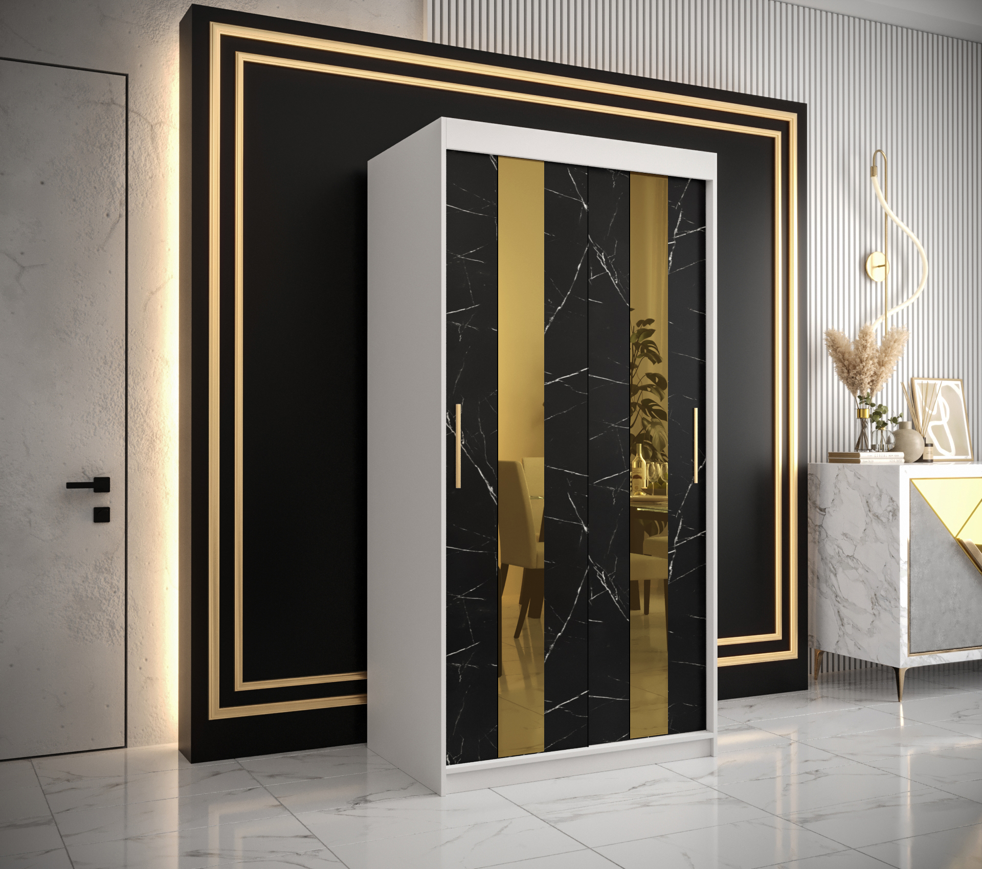 Šatní skříň Abi Golden Pole Barva korpusu: Bílá