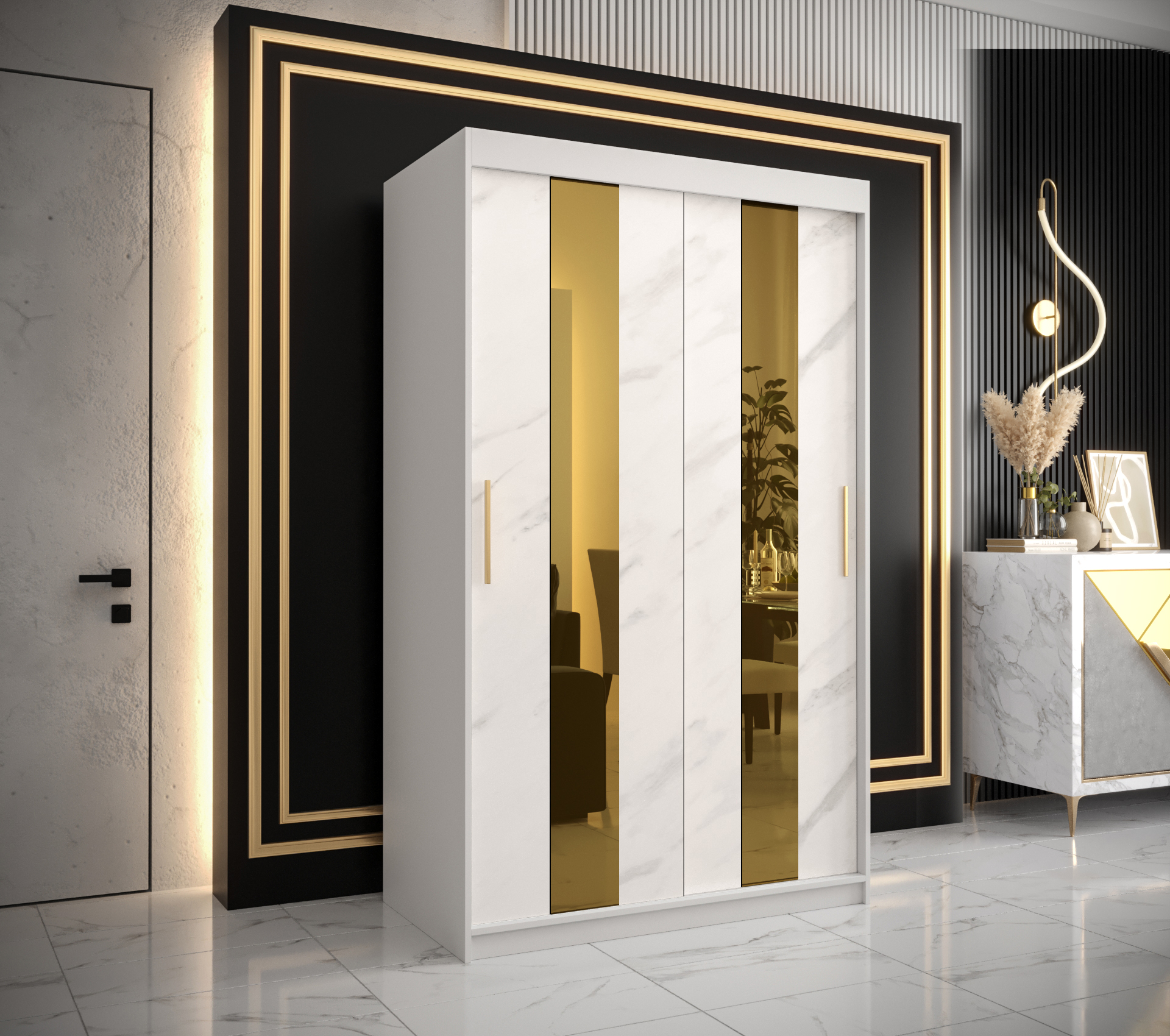 Šatní skříň Abi Golden Pole Barva korpusu: Bílá