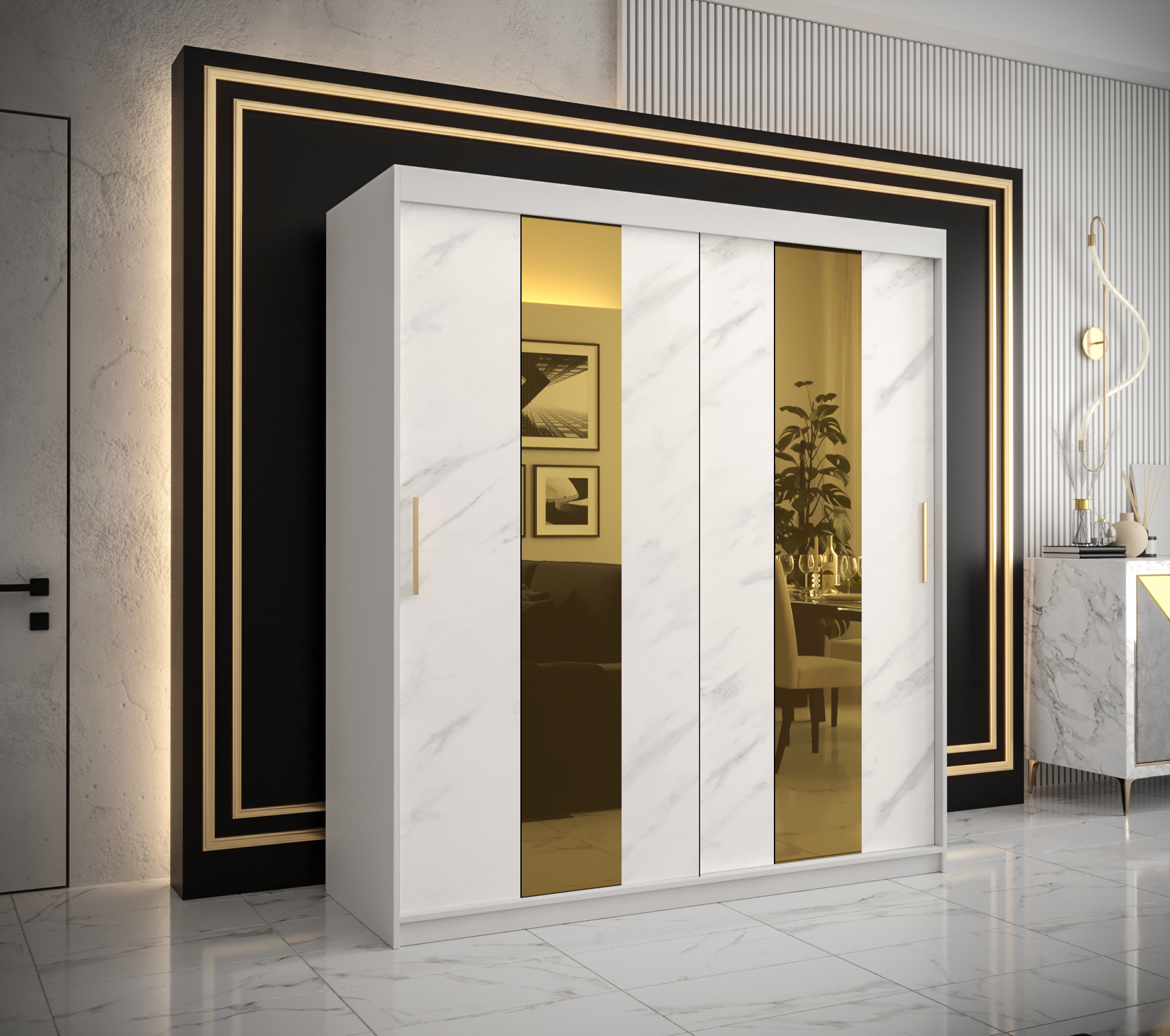 Šatní skříň Abi Golden Pole Barva korpusu: Bílá