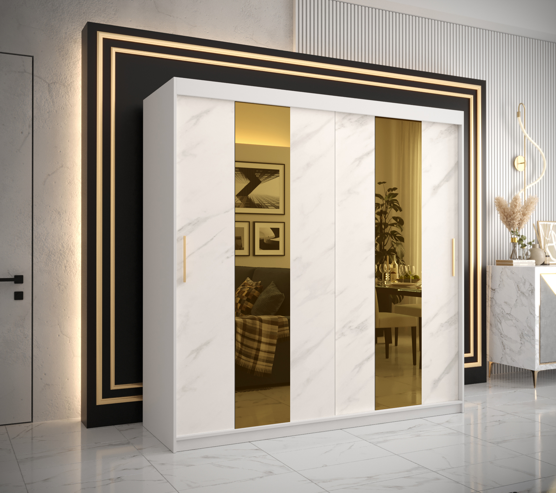 Šatní skříň Abi Golden Pole Barva korpusu: Bílá