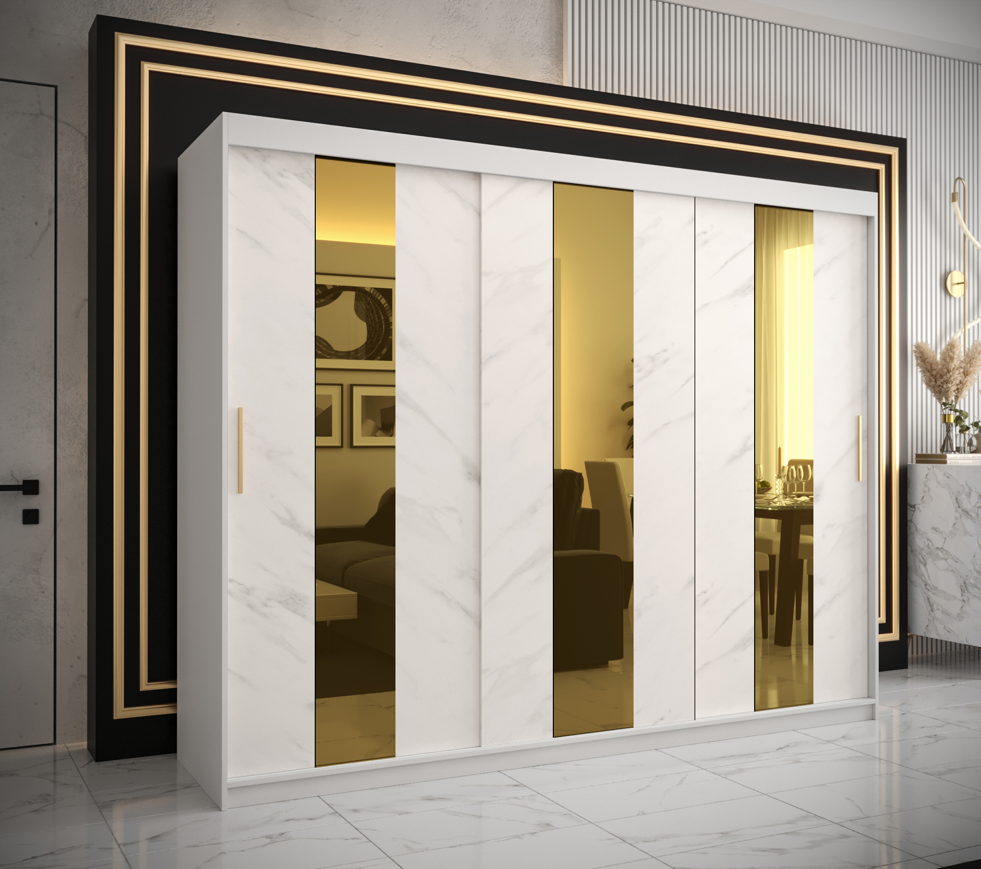 Šatní skříň Abi Golden Pole Barva korpusu: Bílá