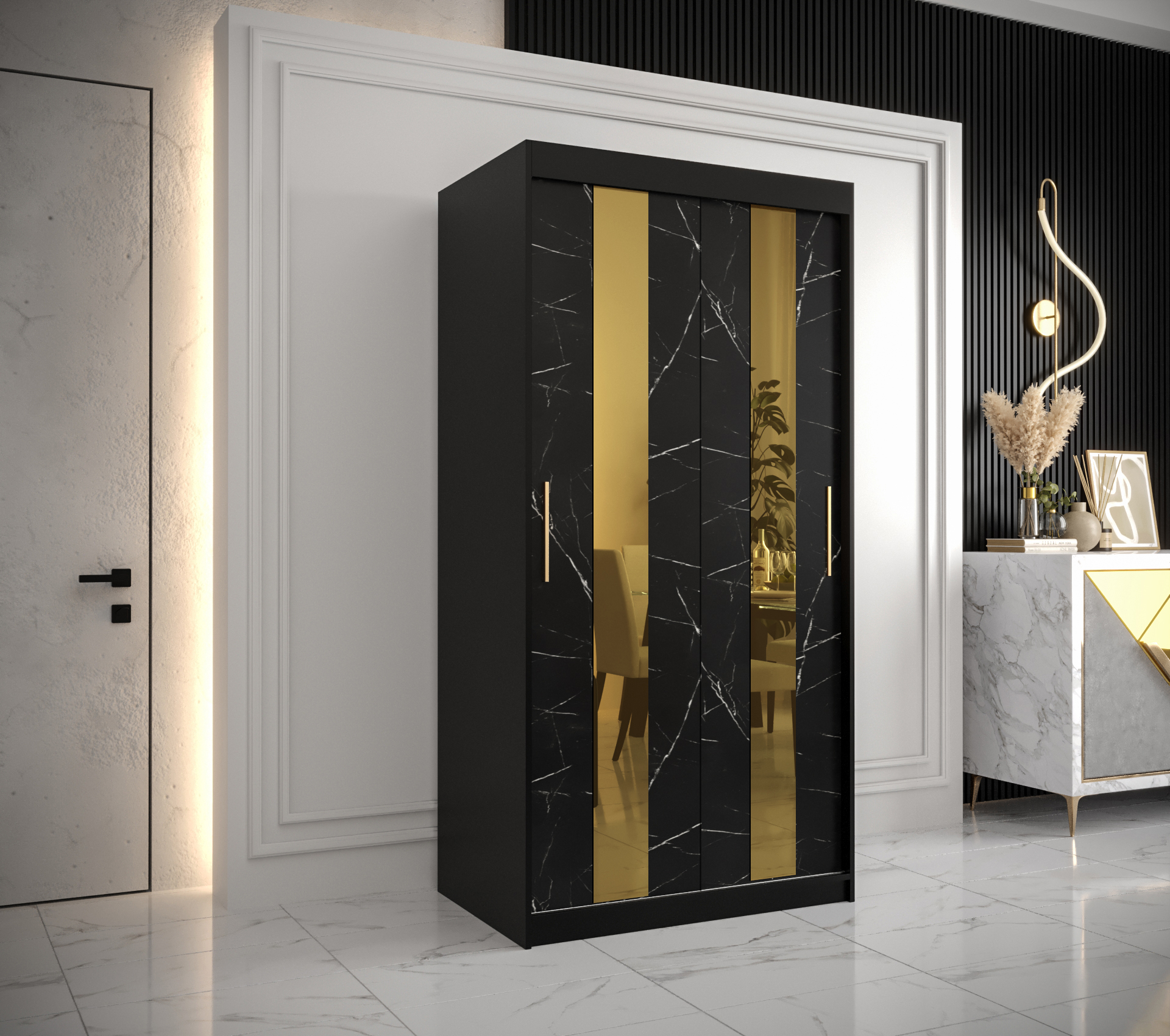 Šatní skříň Abi Golden Pole Barva korpusu: Černá