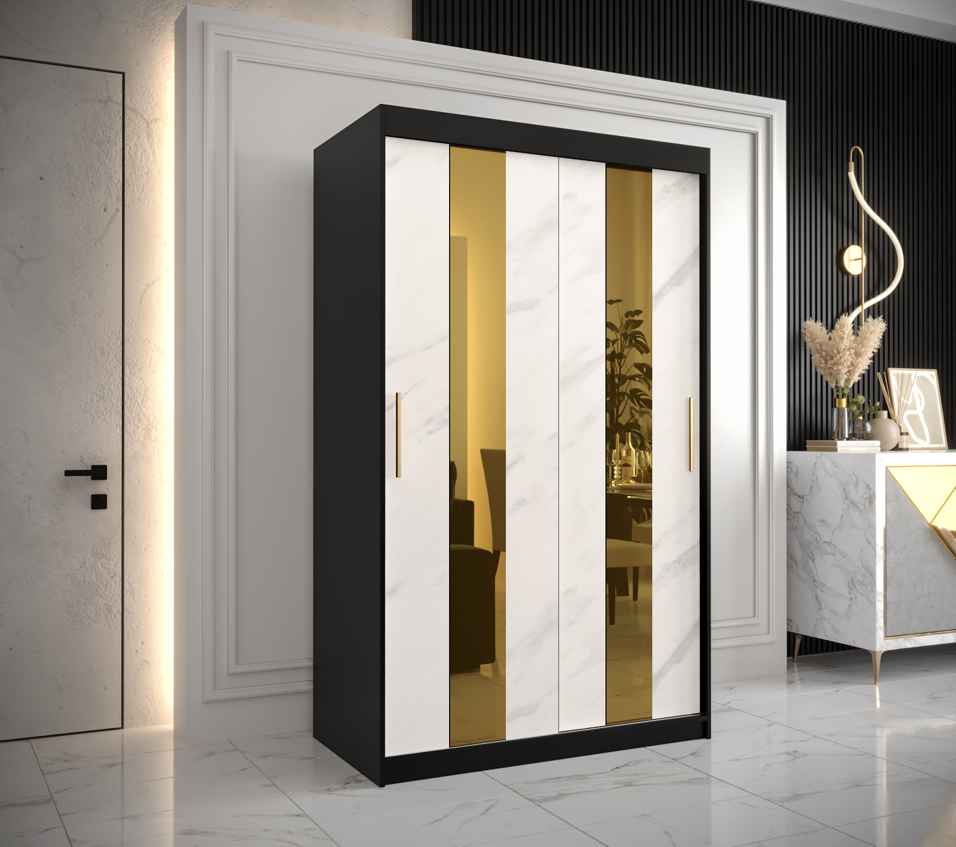 Šatní skříň Abi Golden Pole Barva korpusu: Černá