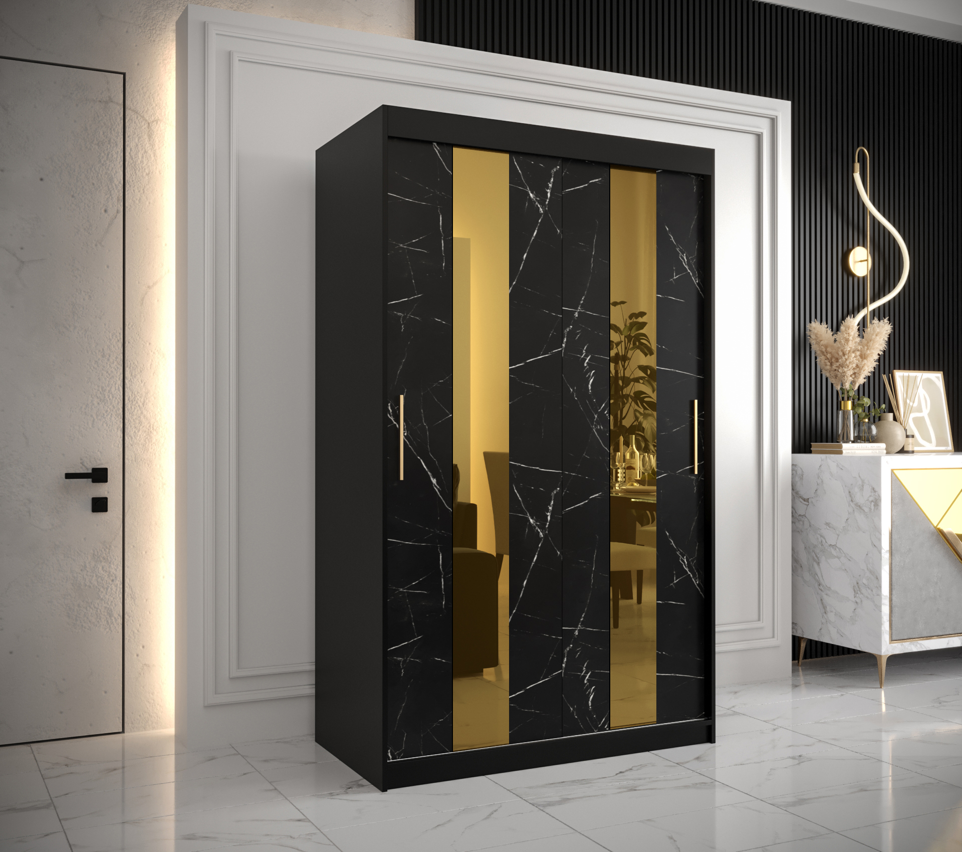 Šatní skříň Abi Golden Pole Barva korpusu: Černá