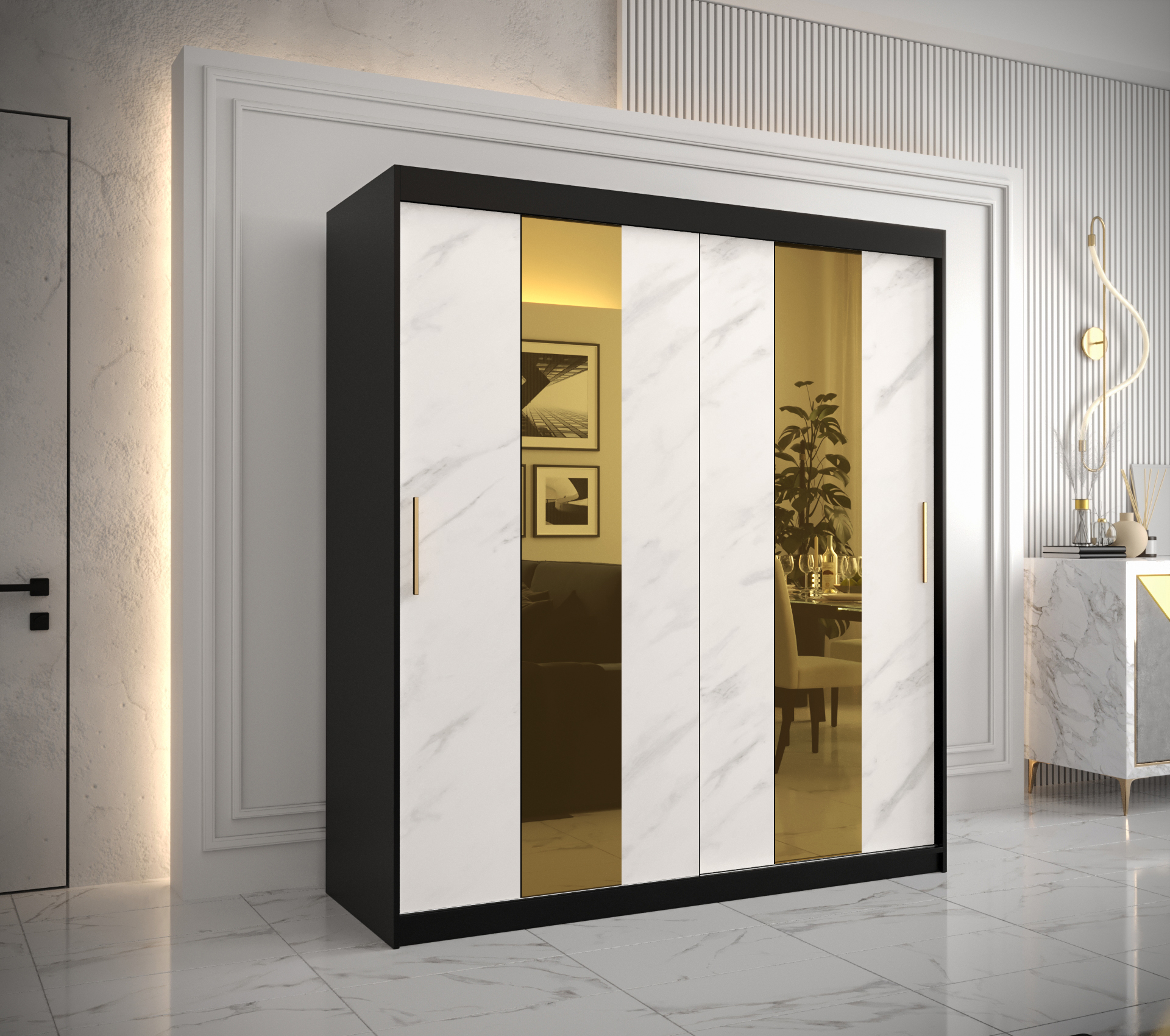 Šatní skříň Abi Golden Pole Barva korpusu: Černá