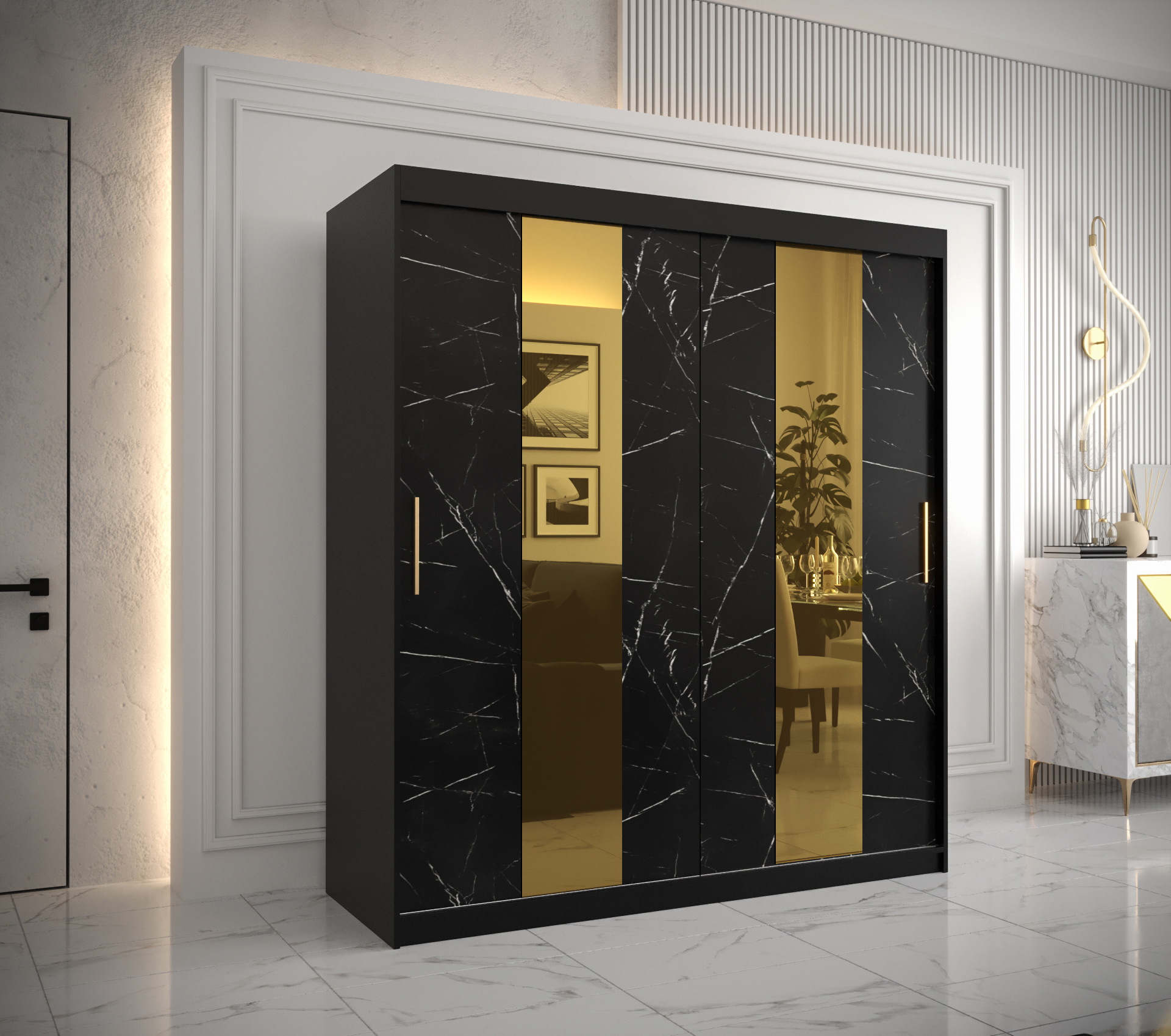 Šatní skříň Abi Golden Pole Barva korpusu: Černá
