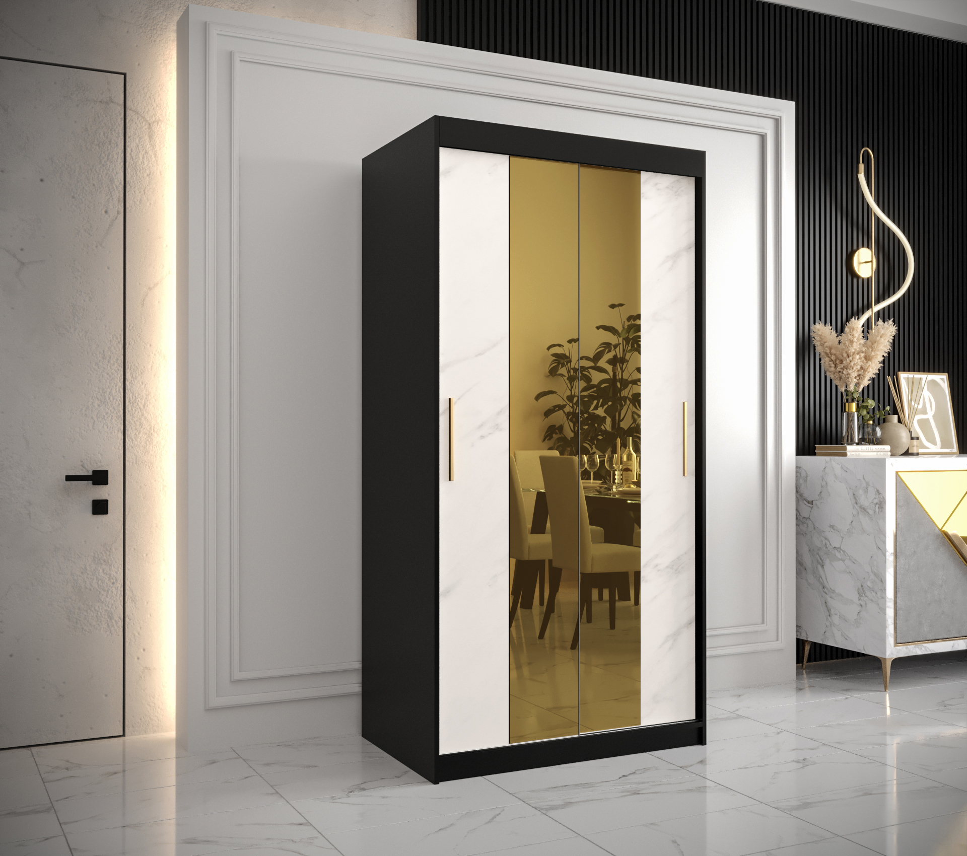 Šatní skříň Abi Golden T1 Barva korpusu: Černá