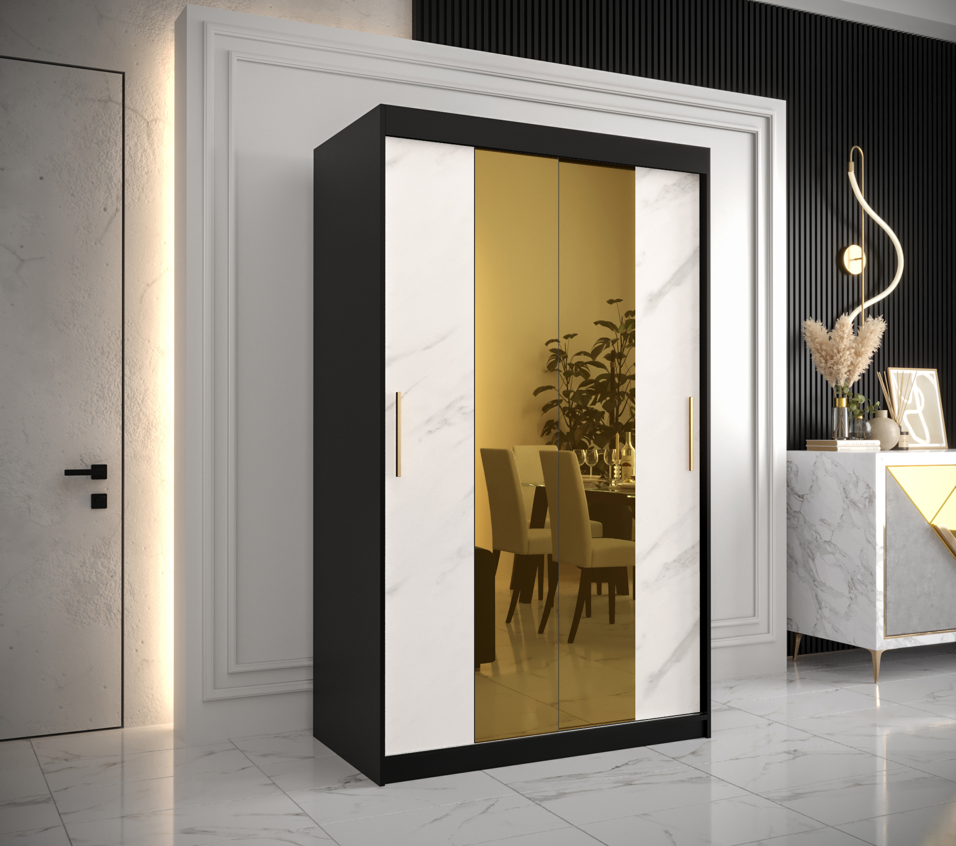Šatní skříň Abi Golden T1 Barva korpusu: Černá