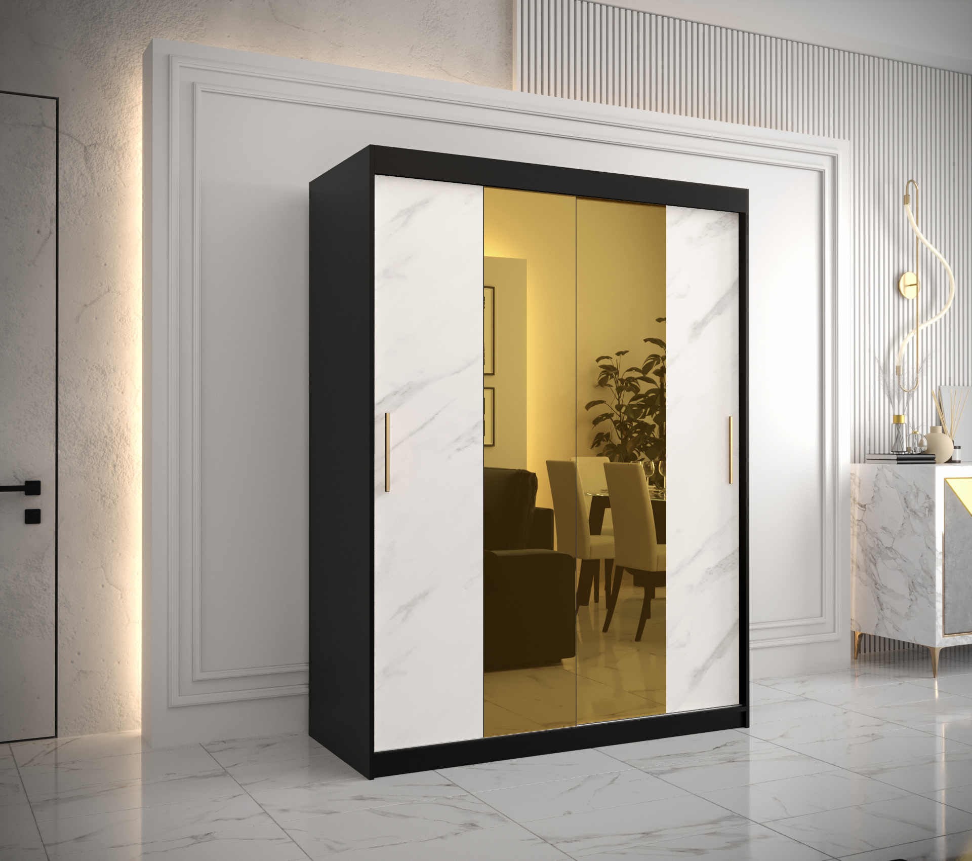 Šatní skříň Abi Golden T1 Barva korpusu: Černá