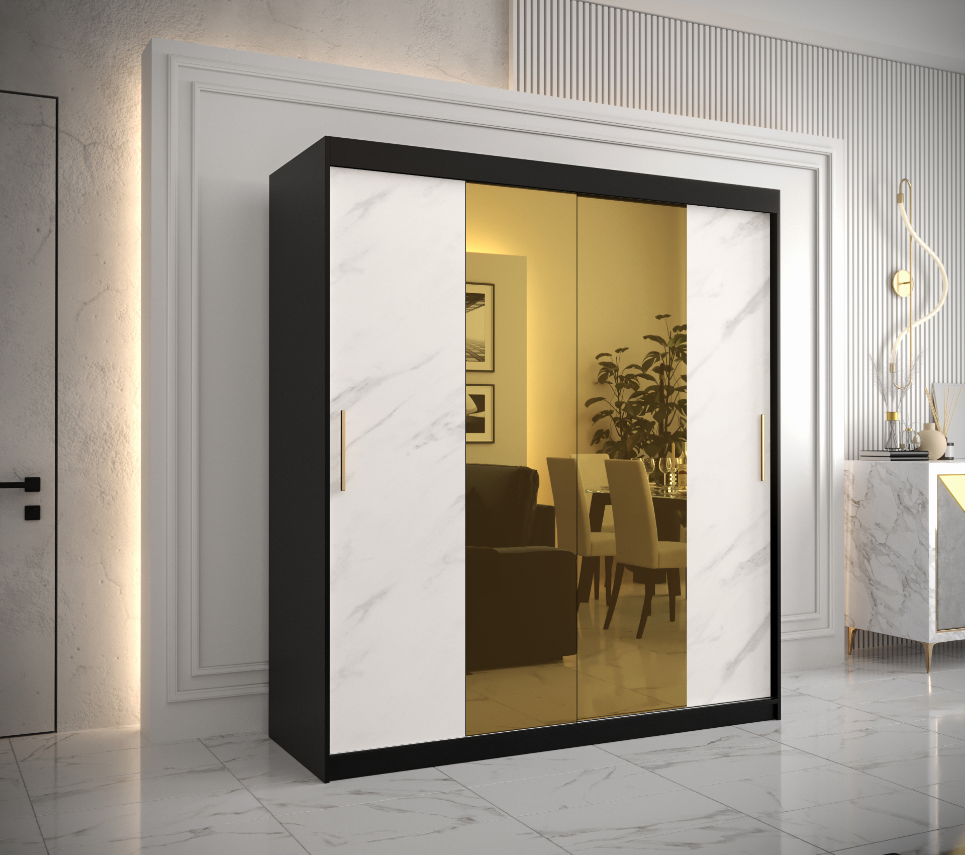 Šatní skříň Abi Golden T1 Barva korpusu: Černá