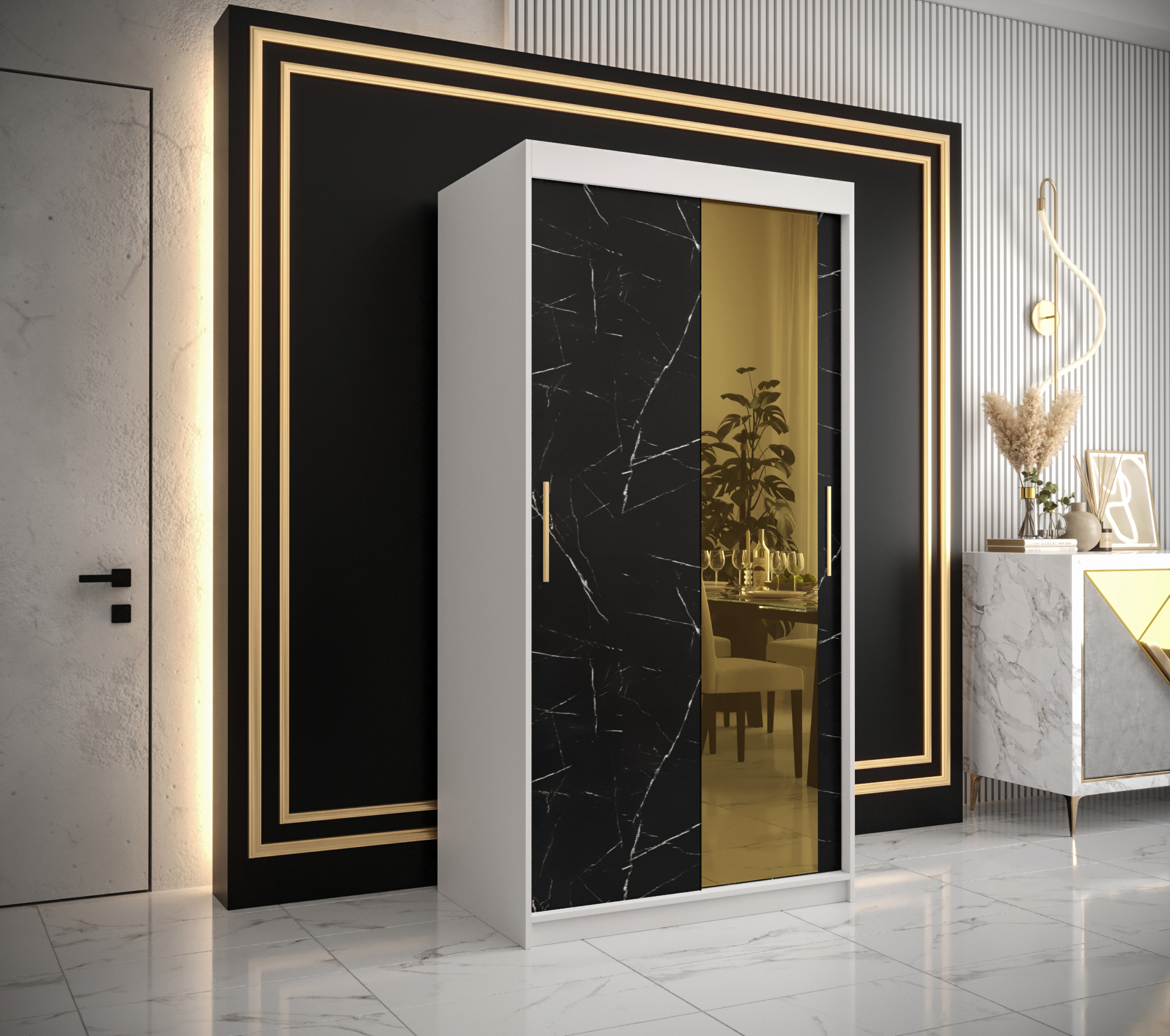 Šatní skříň Abi Golden T2 Barva korpusu: Bílá