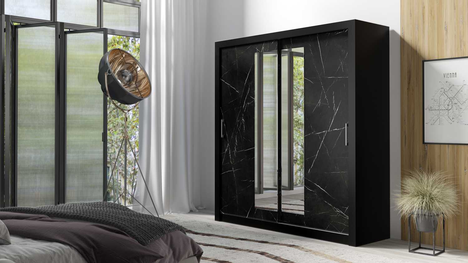 Šatní skříň In Box 200 Dveře: Černá / Black Royal