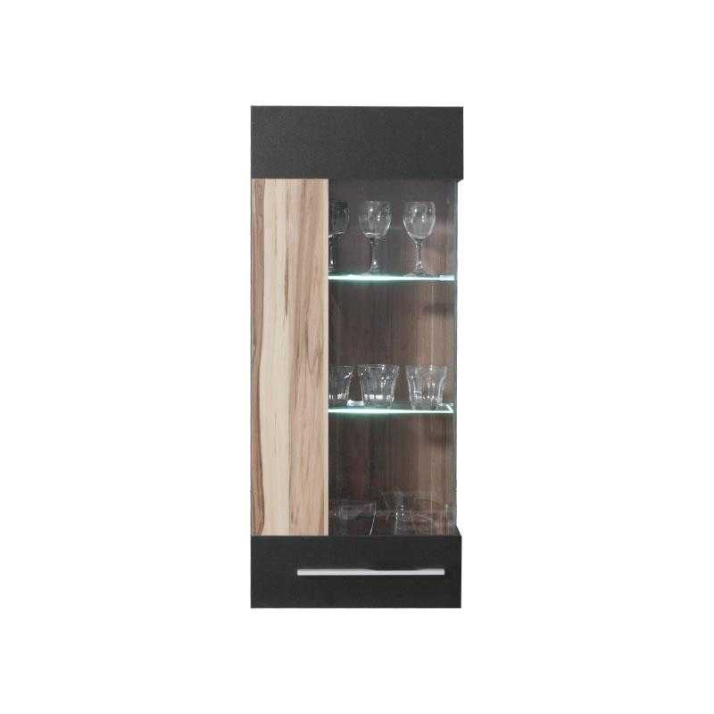 Závěsná vitrína Monsun MN11 Dveře: Black / Baltimore Nut