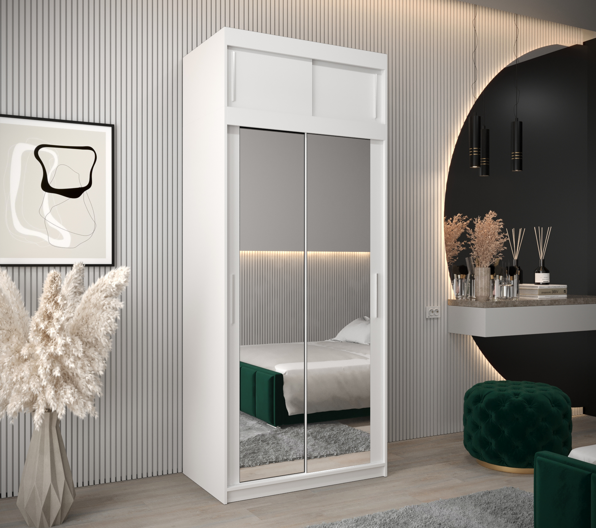 Šatní skříň Abi T3 s nástavcem - bílá 100 Barva korpusu: Bílá