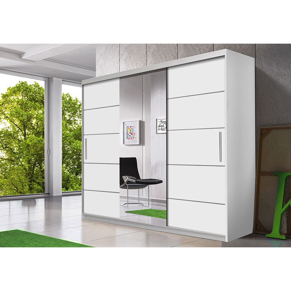 Šatní skříň Multi 23 v bílé barvě o šířce 233 cm