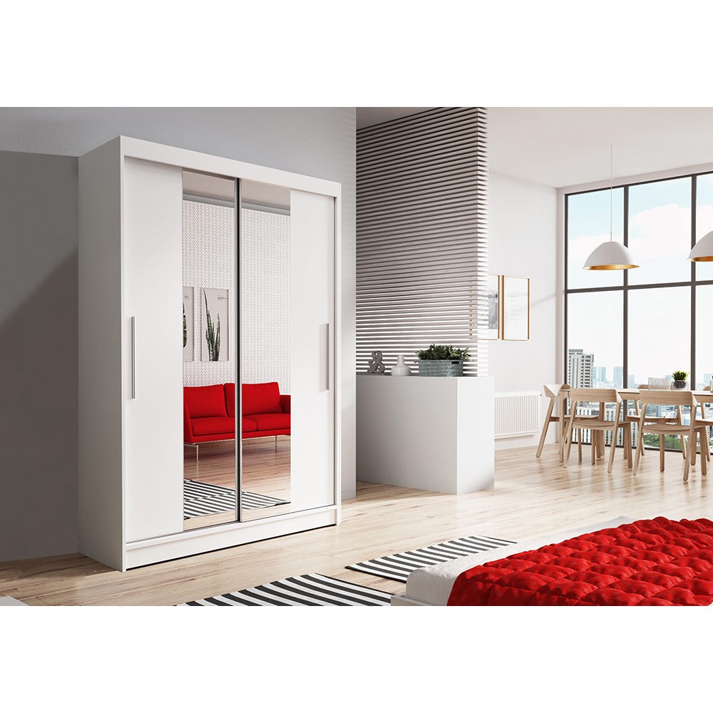 Šatní skříň  Neomi 01 v bílé barvě a šířka 120 cm