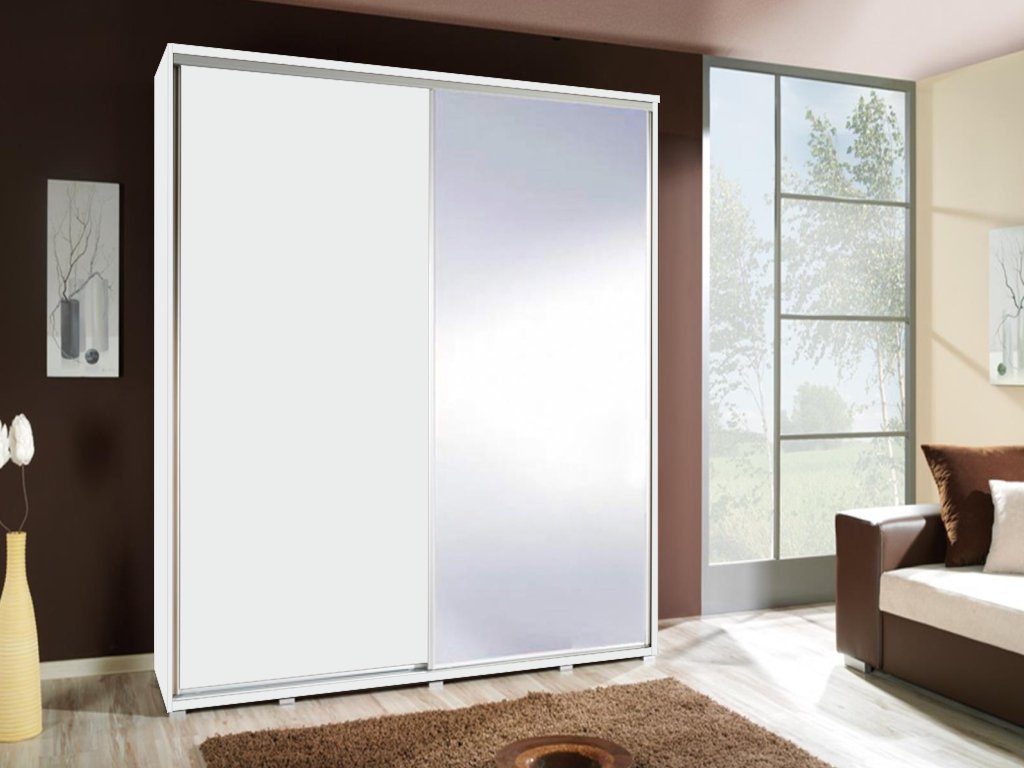 Šatní skříň Penelopa - šířka 155 cm v bílé barvě