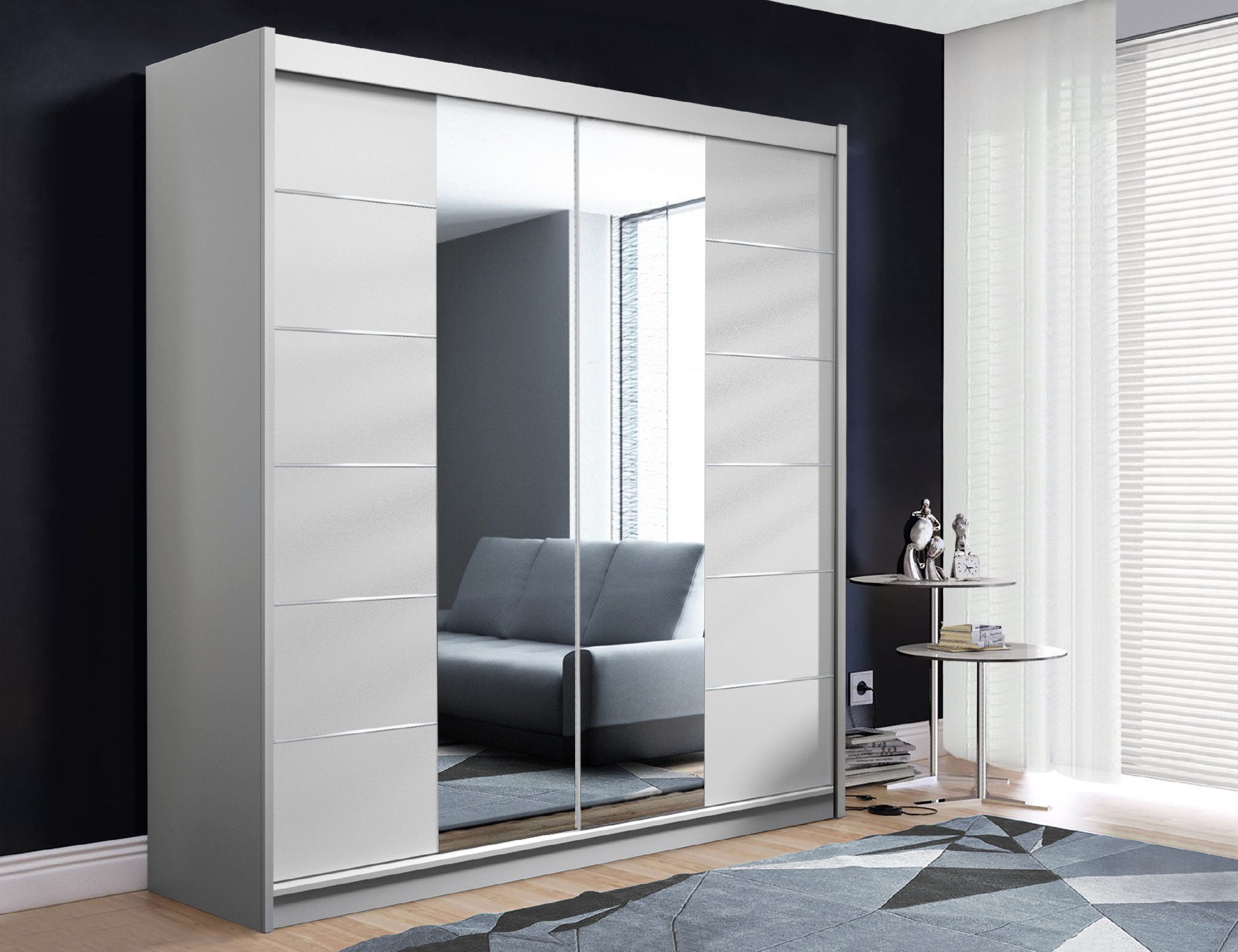 Šatní skříň Ska B4 v bílé barvě o šířce 150 cm