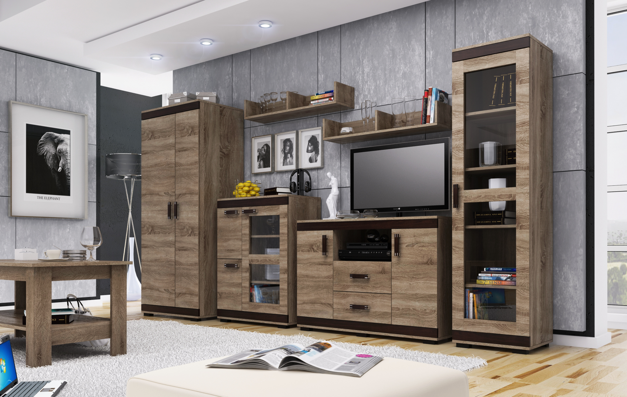 Obývací stěna Dubaj Barva korpusu: Wenge