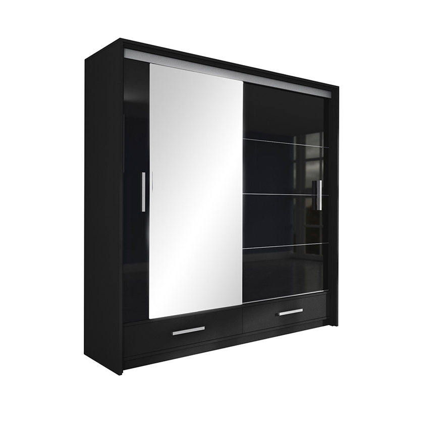 Šatní skříň Marsylia lesk Barva korpusu: Černá