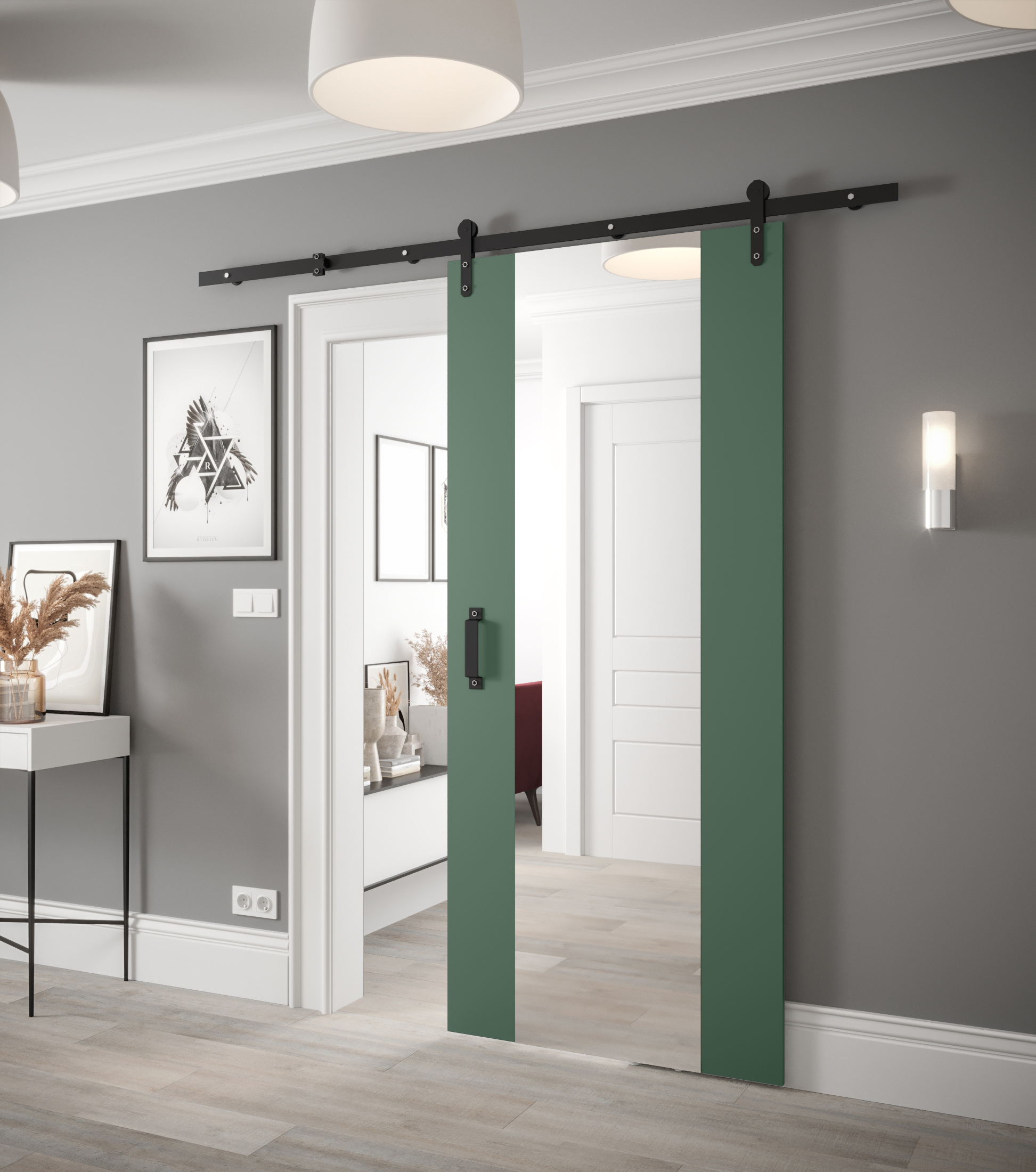 Posuvné dveře Loftiko II Dveře: Tmavě zelená