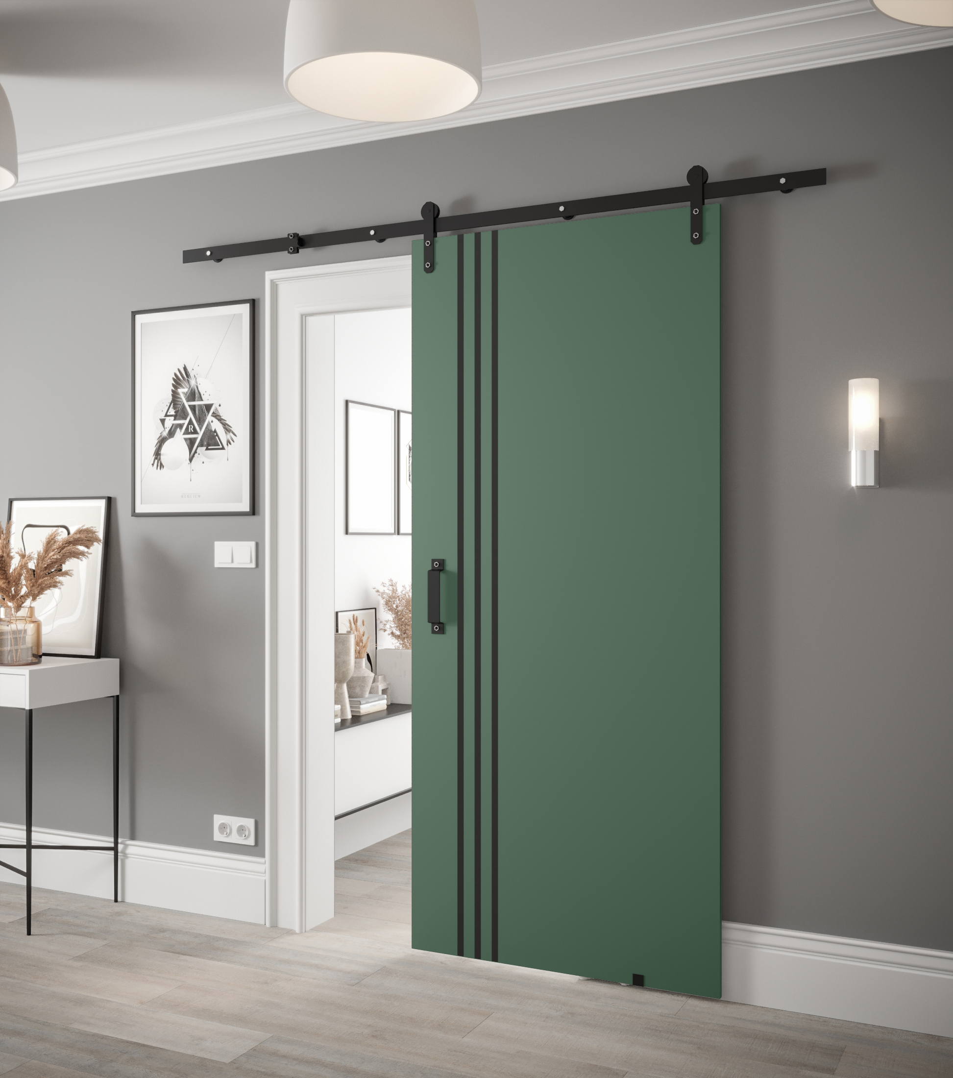 Posuvné dveře Loftiko VI Dveře: Tmavě zelená