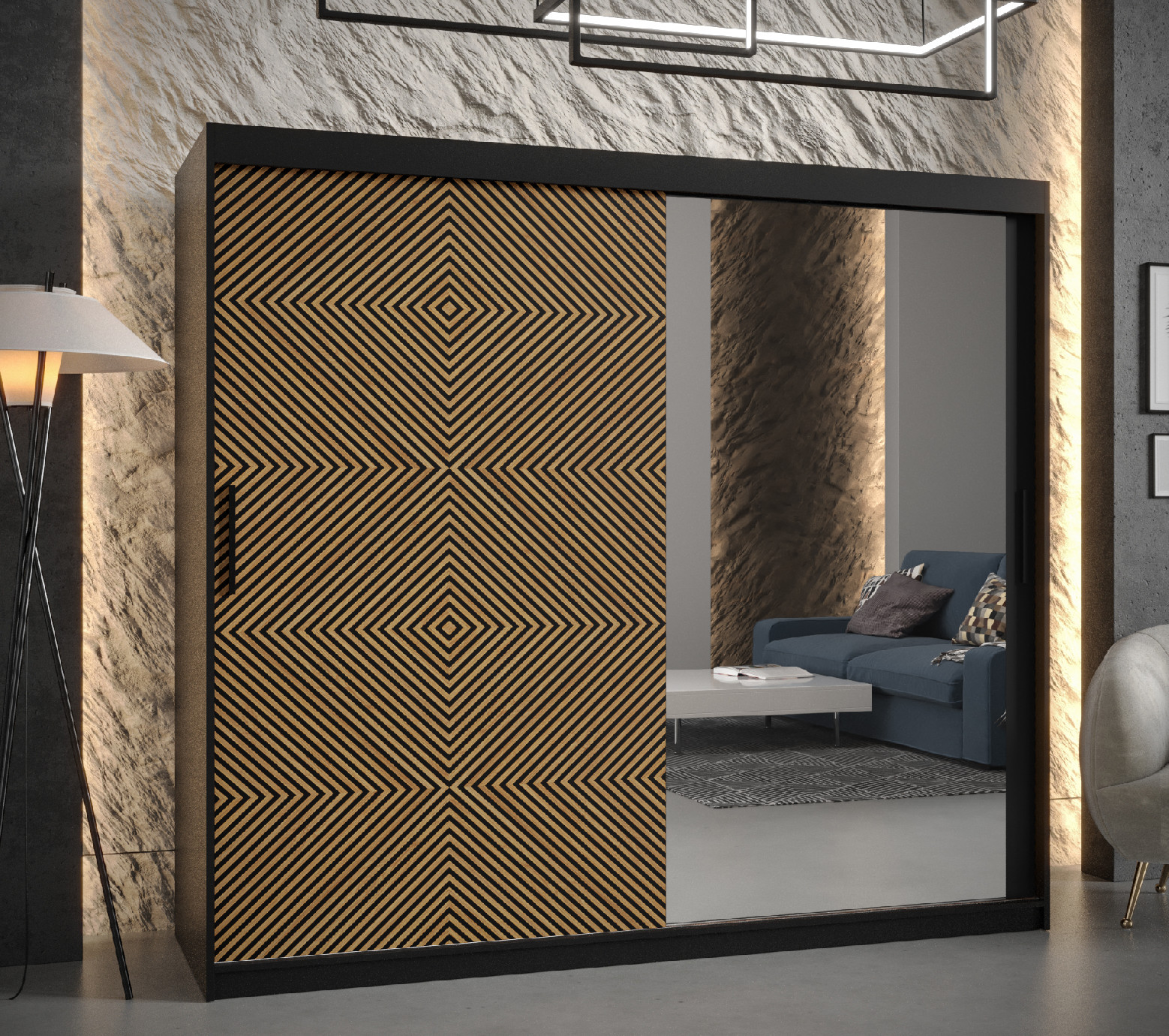 Šatní skříň Abi Seul 2 Barva korpusu: Černá