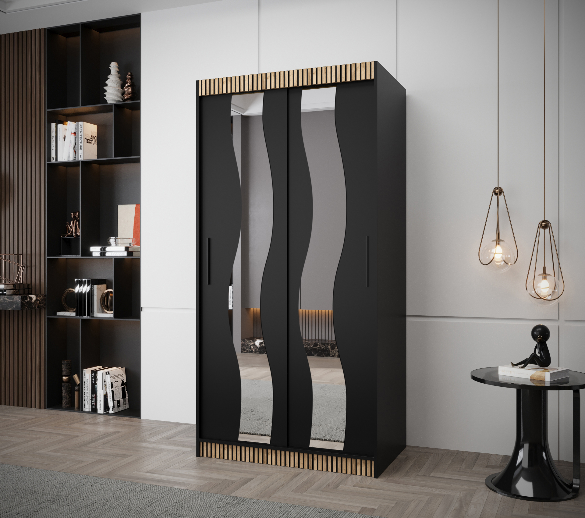 Šatní skříň Abi Sewilla Premium Barva korpusu: Černá + dub wotan