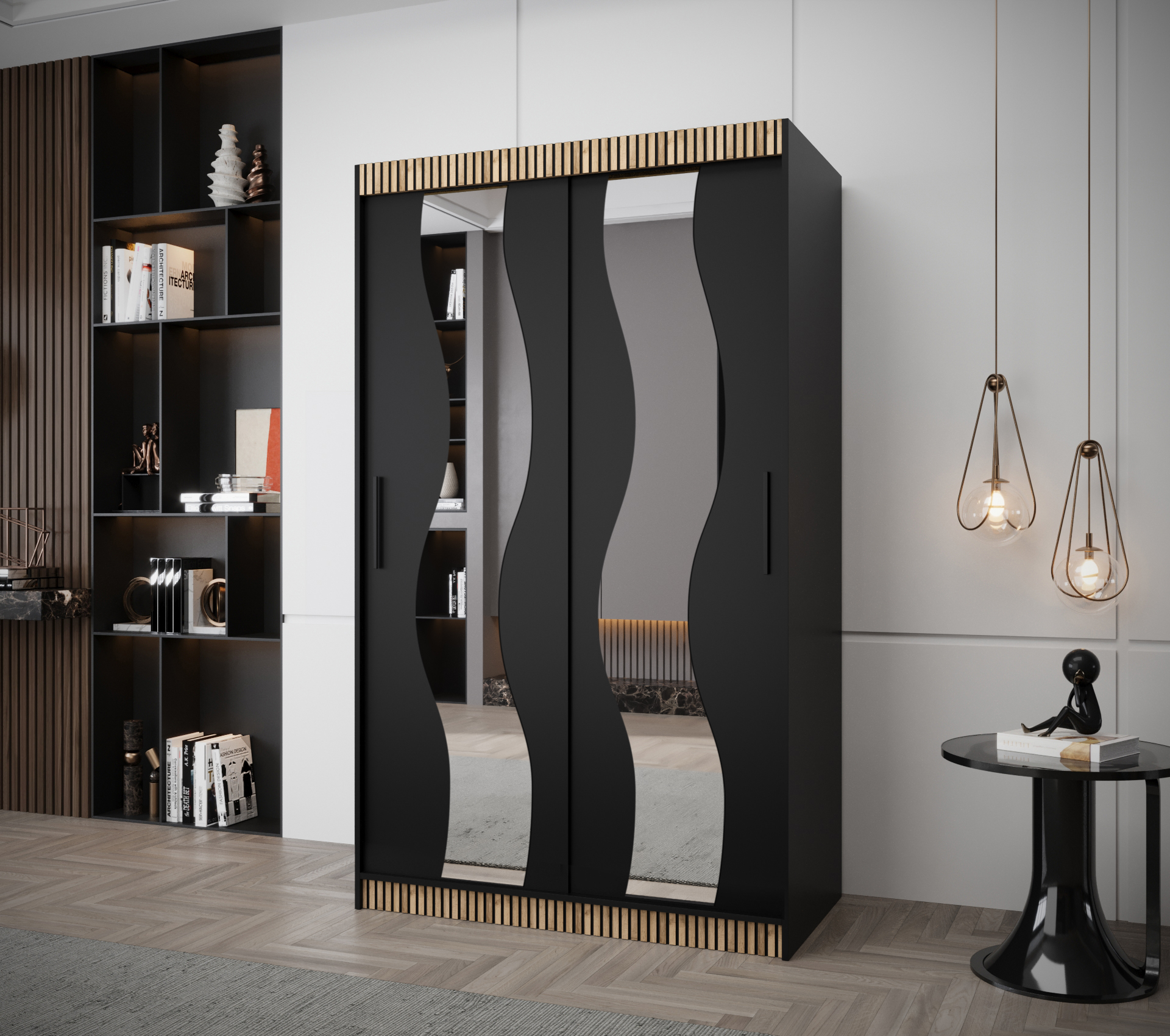 Šatní skříň Abi Sewilla Premium Barva korpusu: Černá + dub wotan