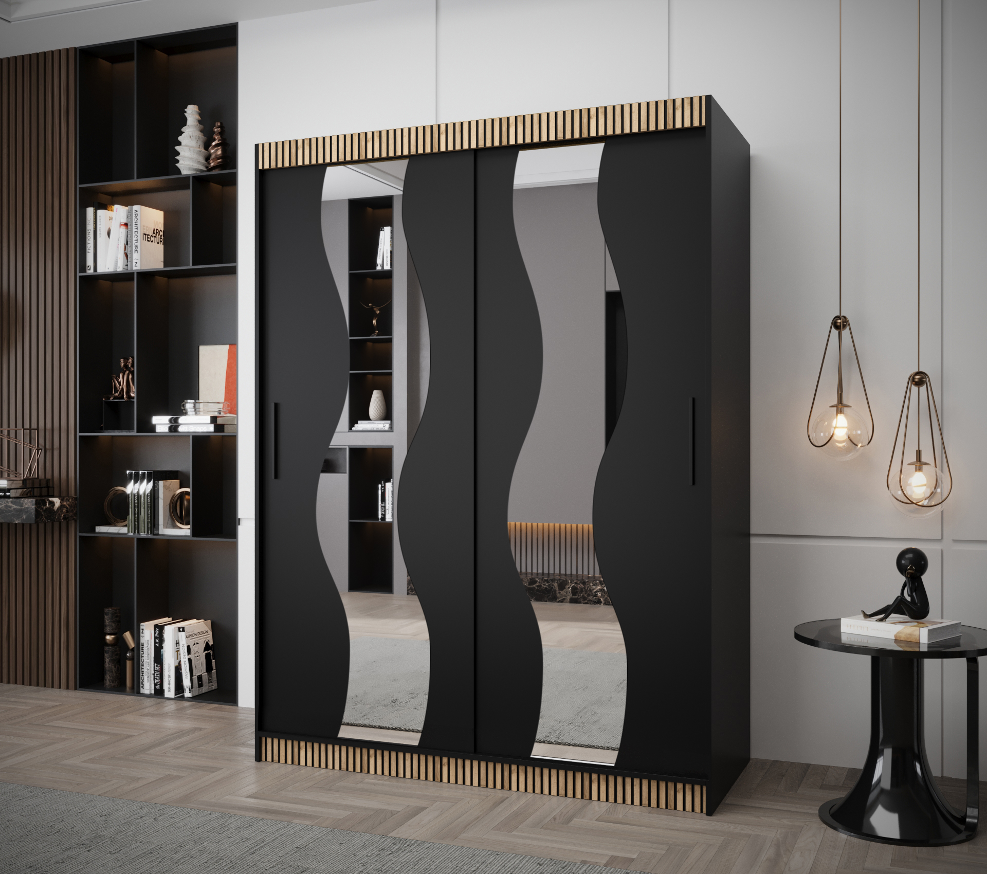 Šatní skříň Abi Sewilla Premium Barva korpusu: Černá + dub wotan