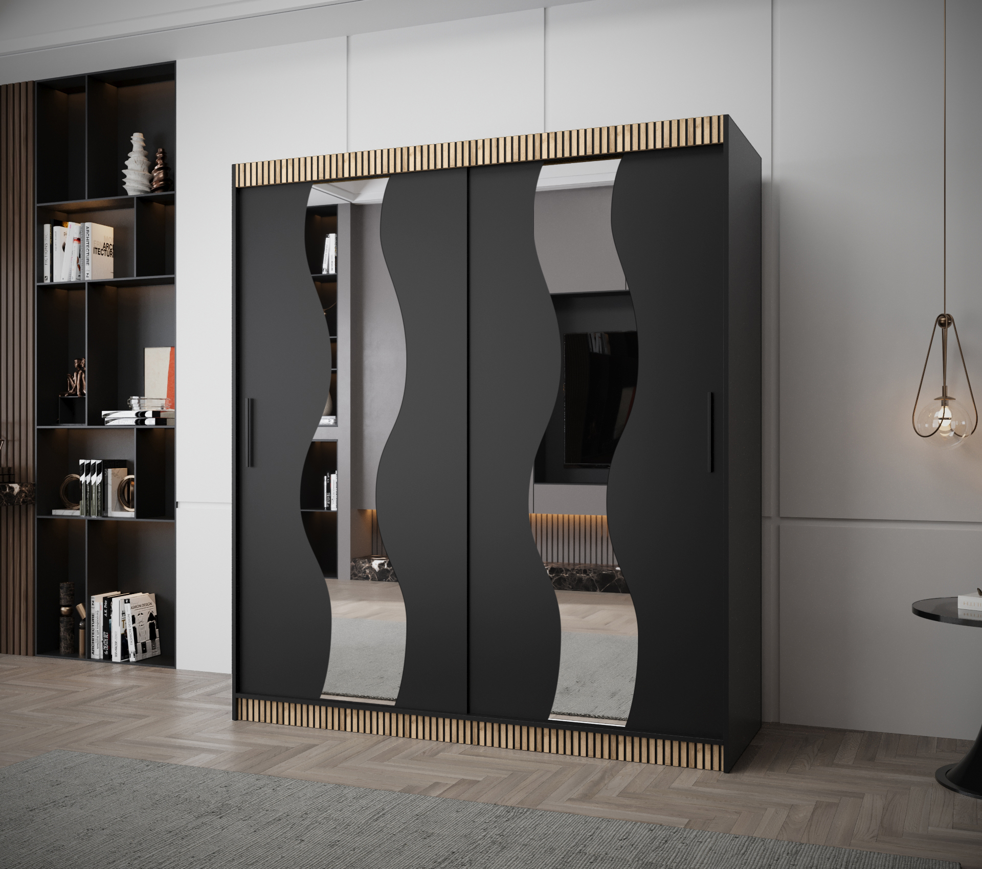 Šatní skříň Abi Sewilla Premium Barva korpusu: Černá + dub wotan
