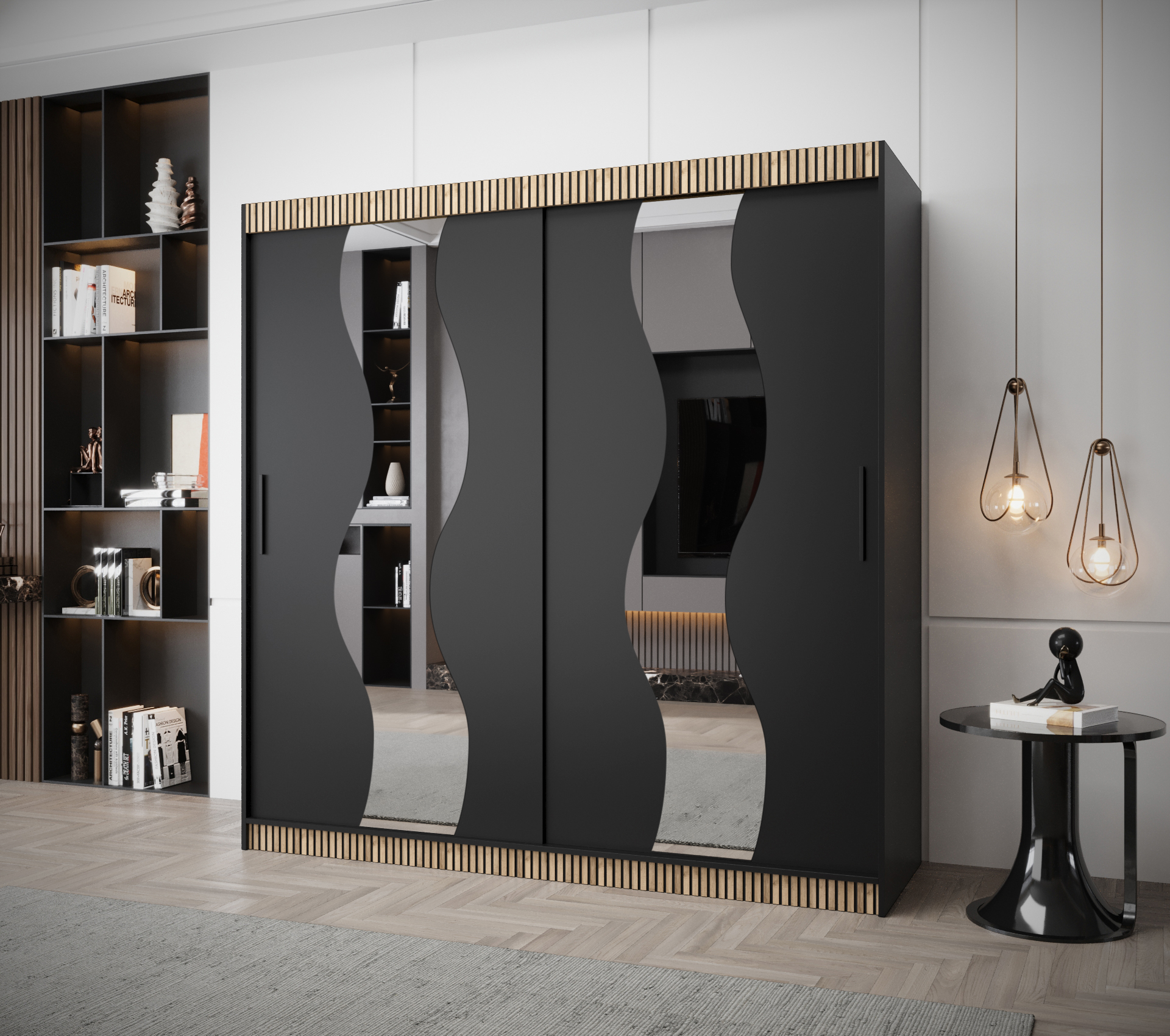 Šatní skříň Abi Sewilla Premium Barva korpusu: Černá + dub wotan