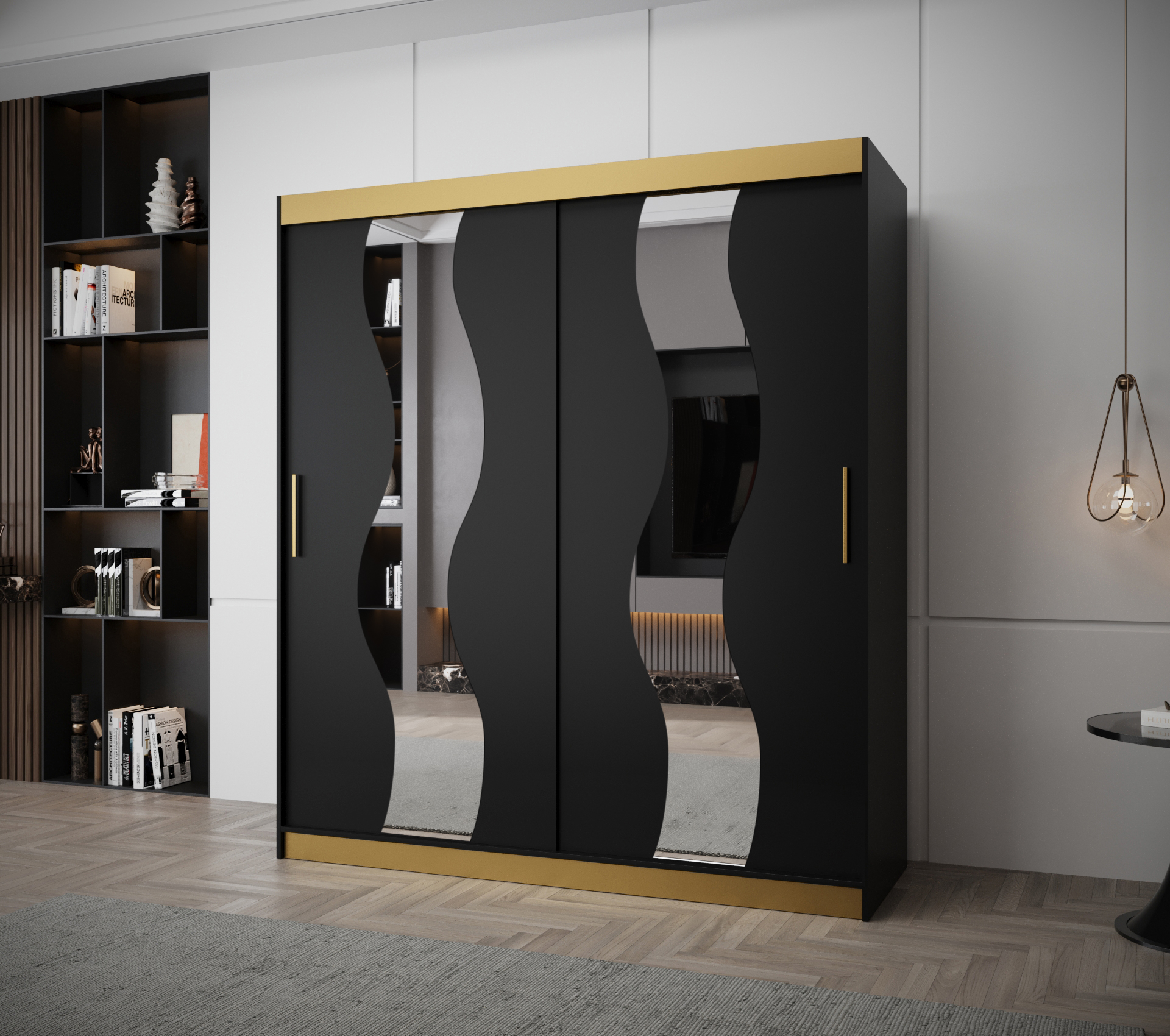 Šatní skříň Abi Sewilla Premium Barva korpusu: Černá + zlatá