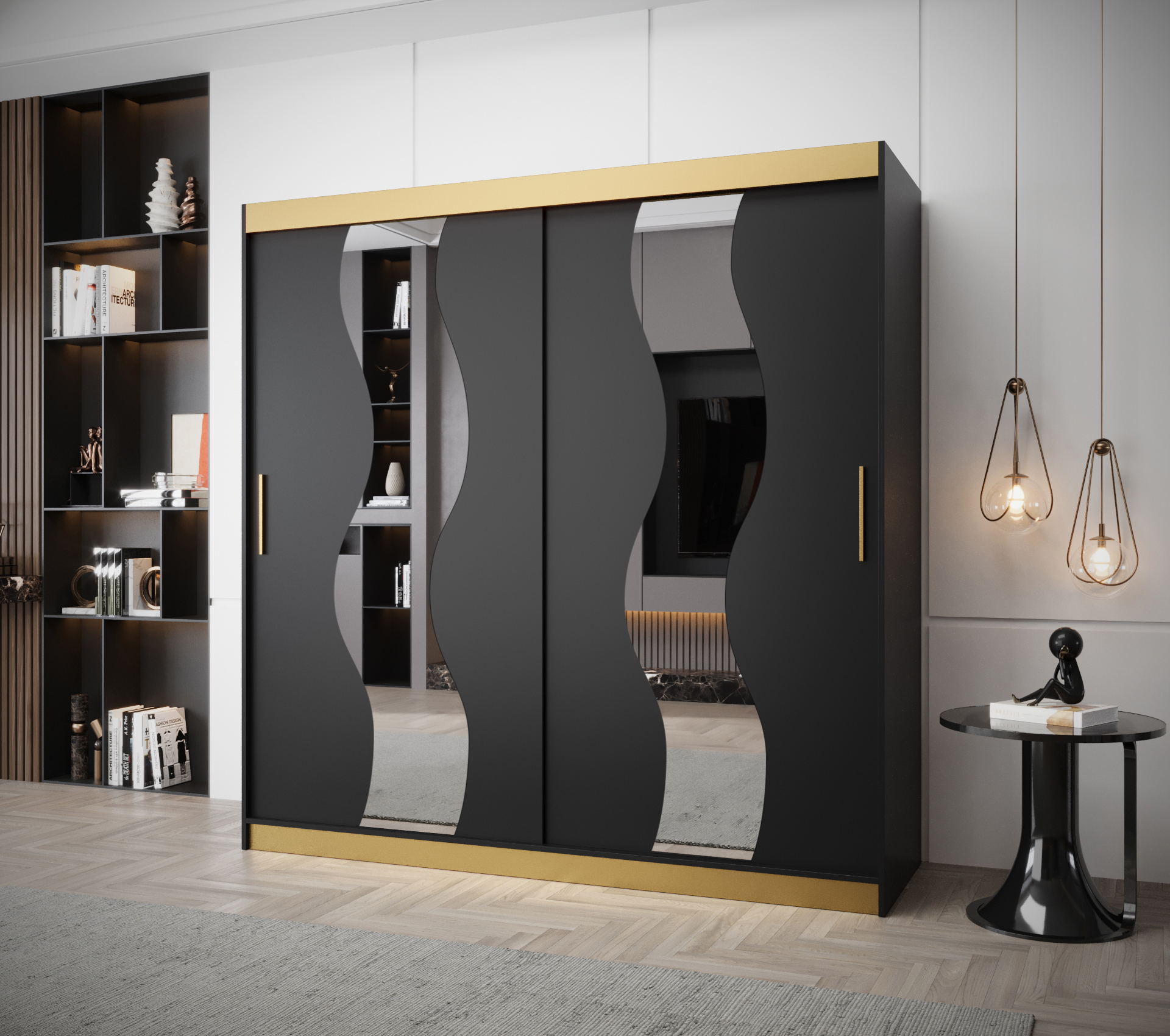 Šatní skříň Abi Sewilla Premium Barva korpusu: Černá + zlatá