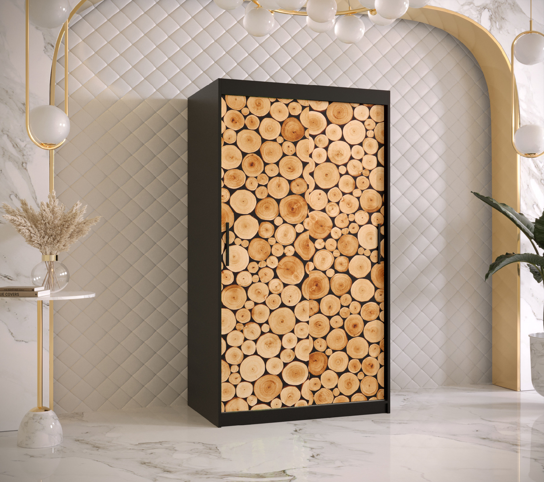 Šatní skříň Abi Sosna 1 Barva korpusu: Černá