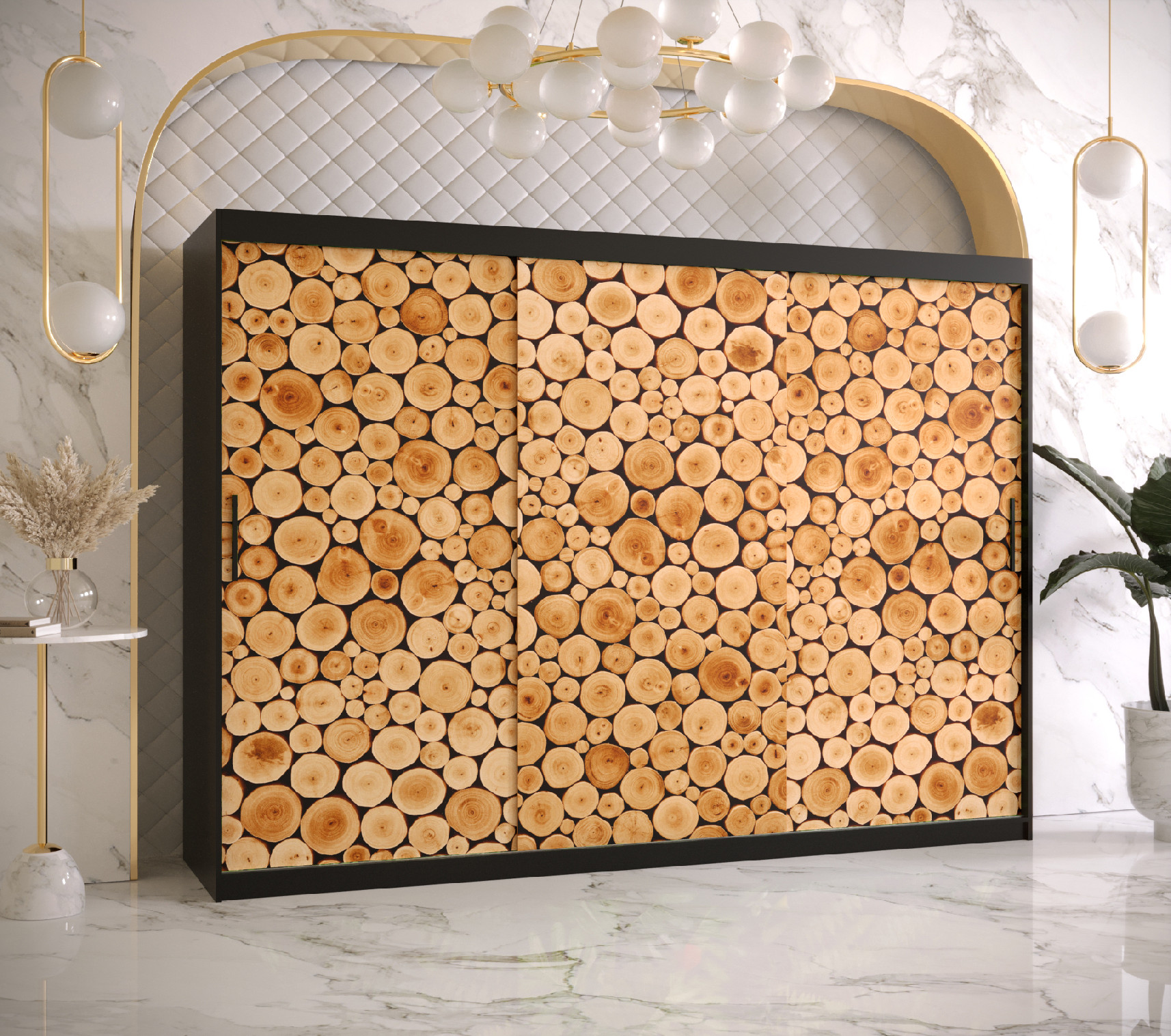 Šatní skříň Abi Sosna 1 Barva korpusu: Černá