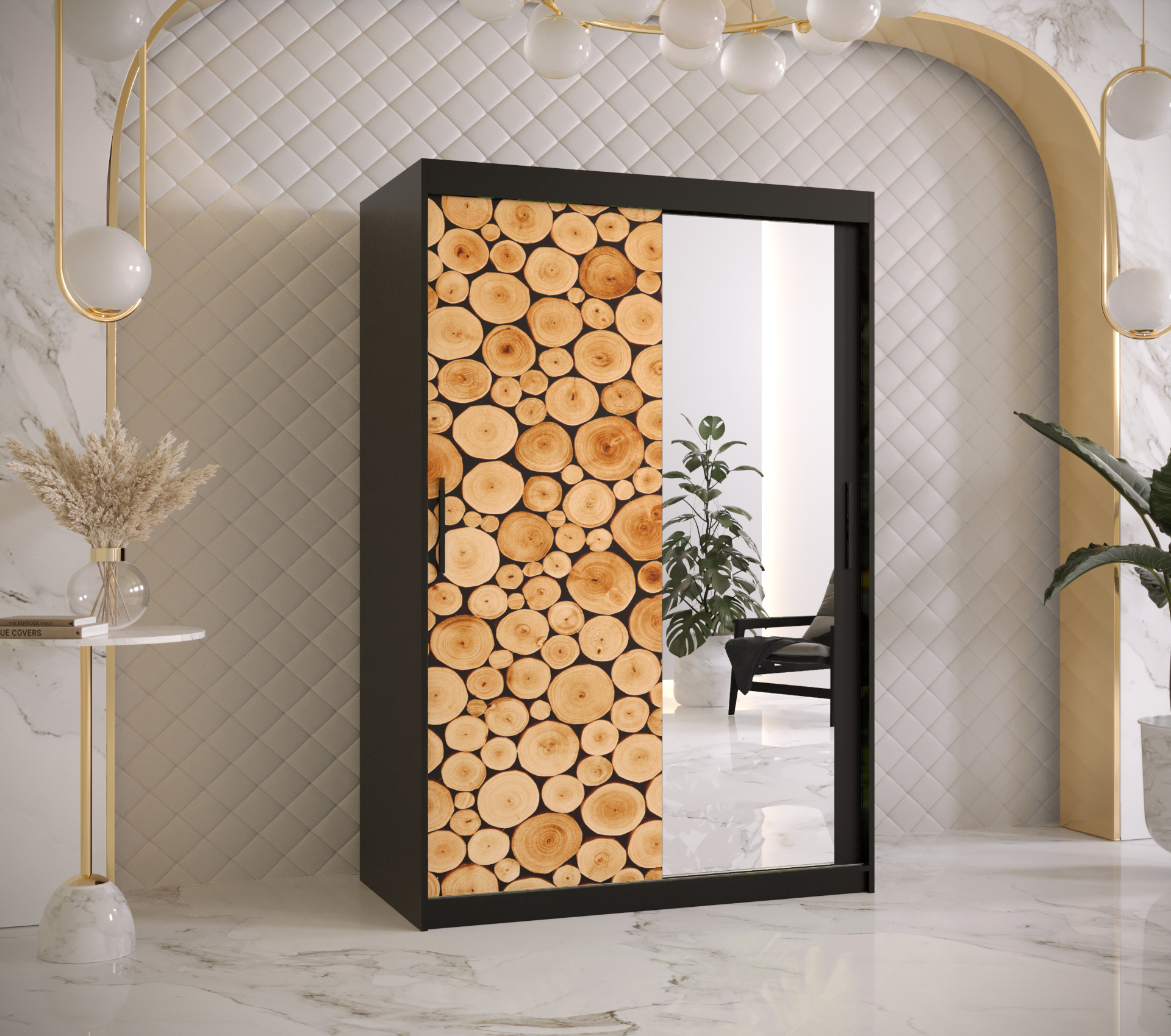 Šatní skříň Abi Sosna 2 Barva korpusu: Černá