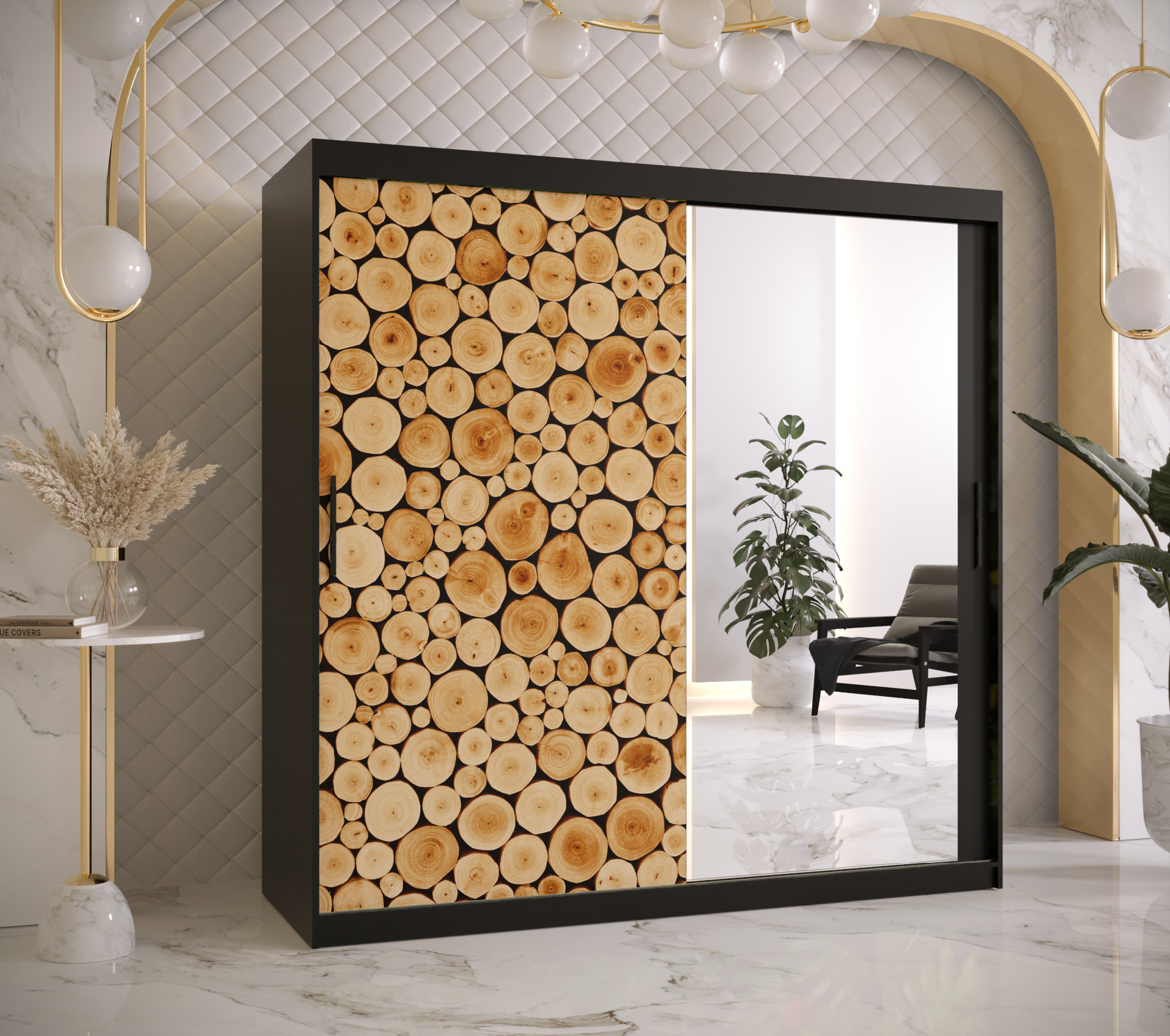 Šatní skříň Abi Sosna 2 Barva korpusu: Černá