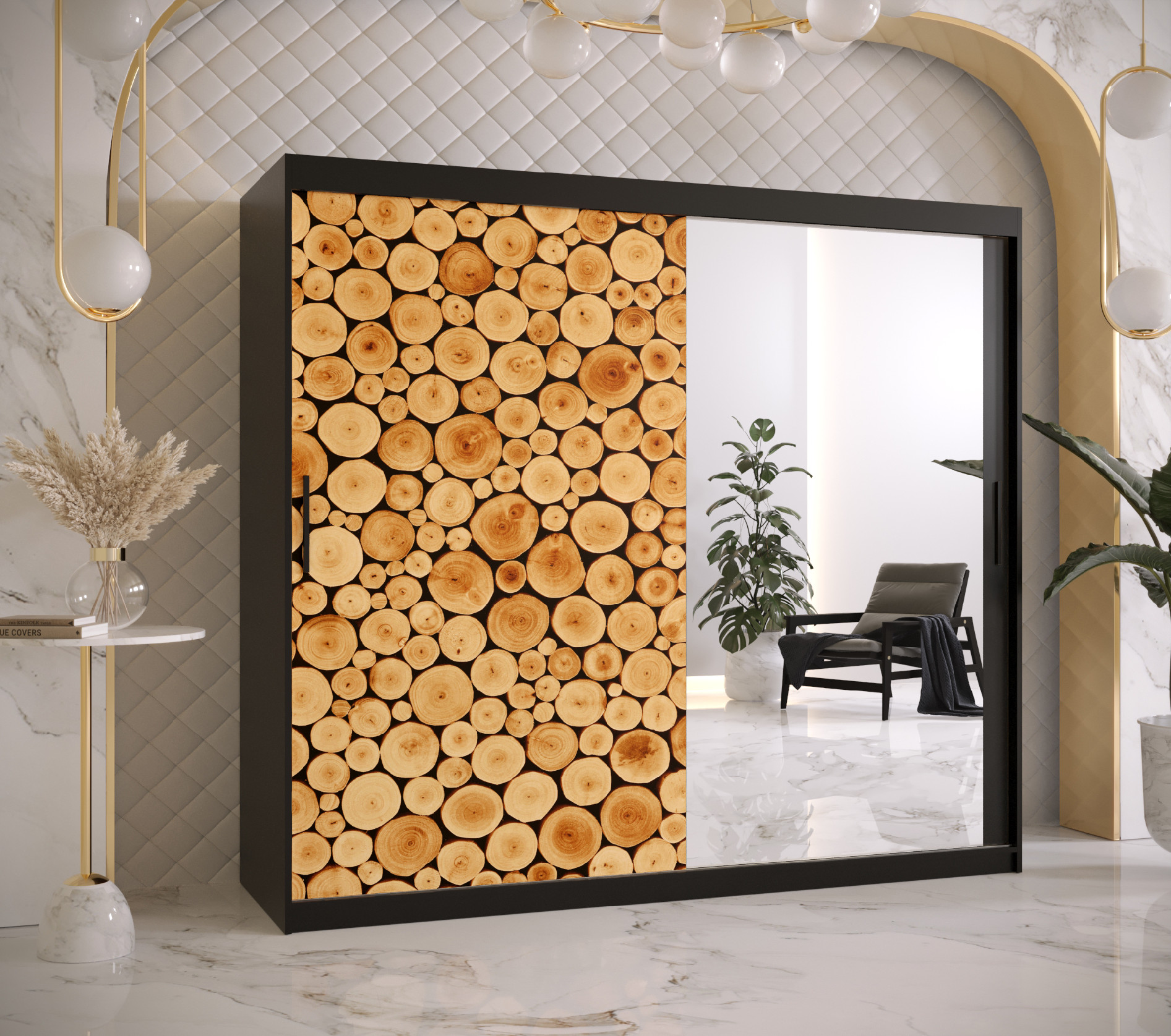 Šatní skříň Abi Sosna 2 Barva korpusu: Černá