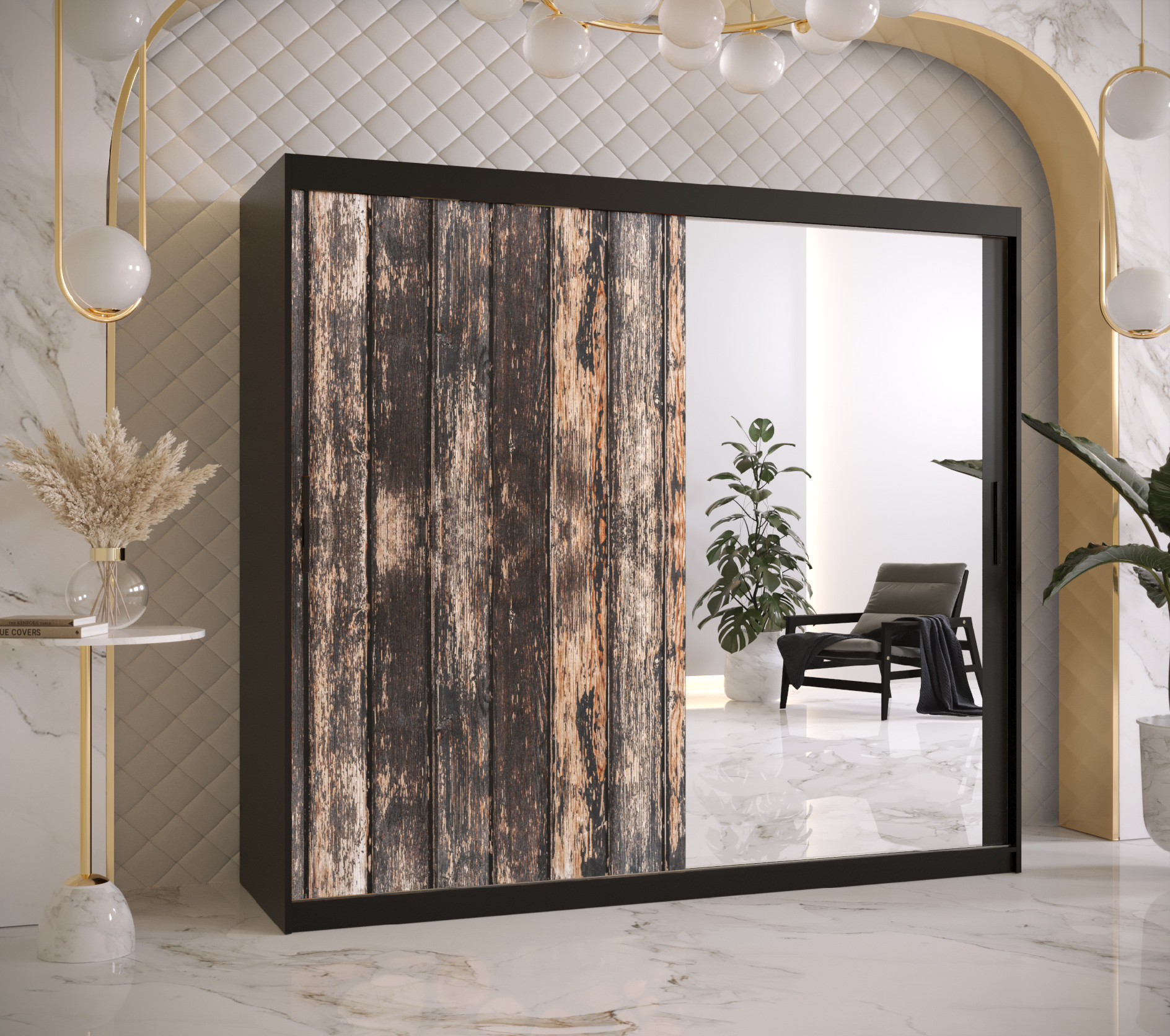 Šatní skříň Abi Stodola 2 Barva korpusu: Černá