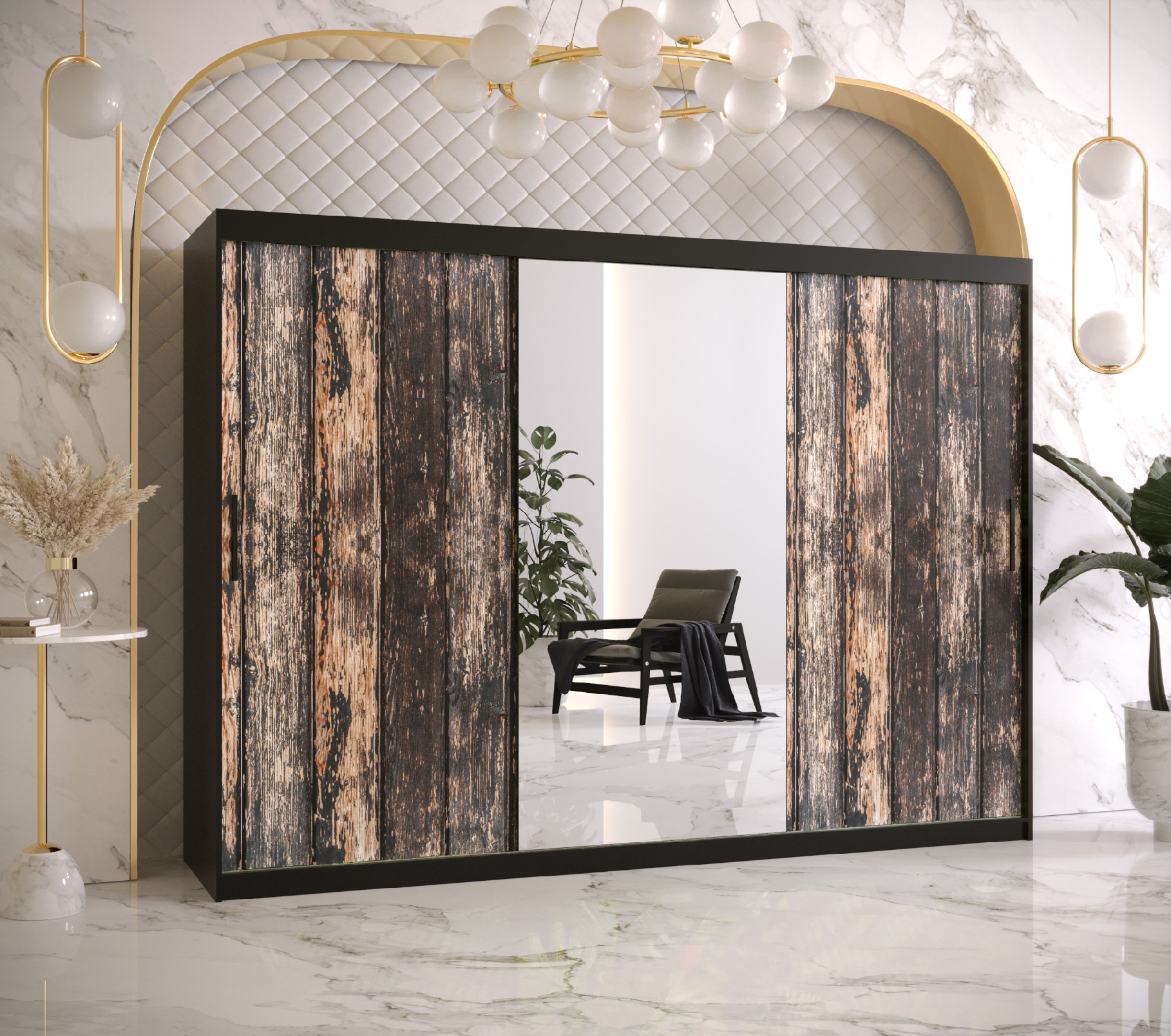 Šatní skříň Abi Stodola 2 Barva korpusu: Černá