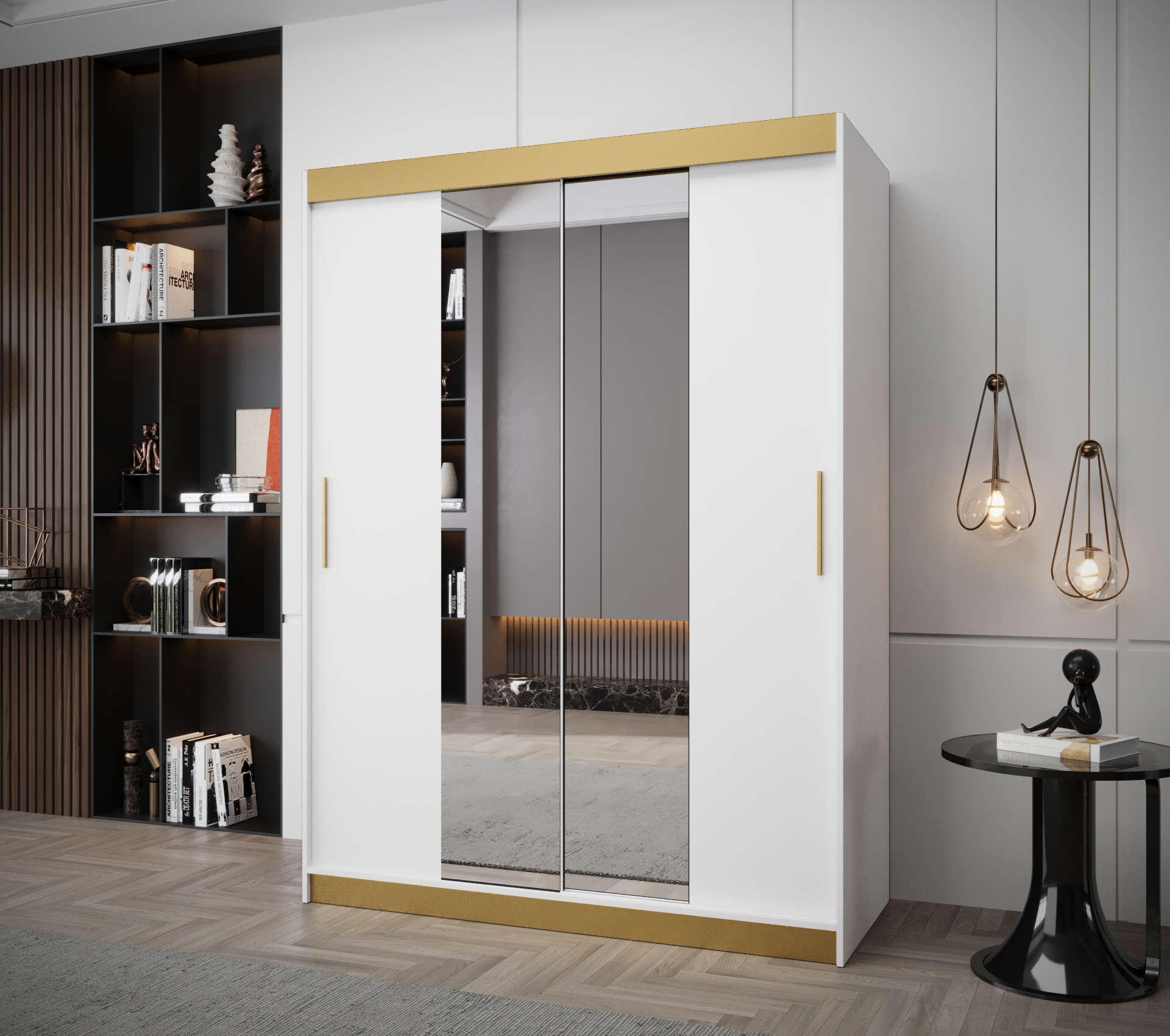 Šatní skříň Abi Tokyo 1 Premium Barva korpusu: Bílá + zlatá