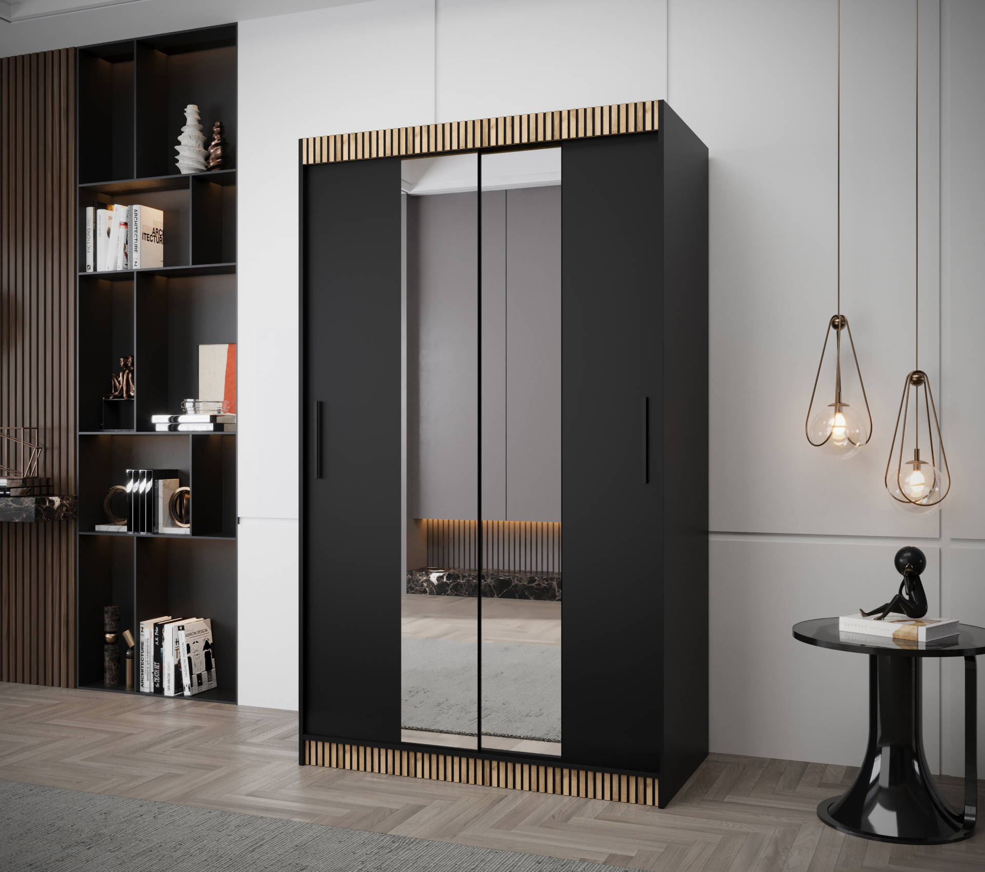 Šatní skříň Abi Tokyo 1 Premium Barva korpusu: Černá + dub wotan