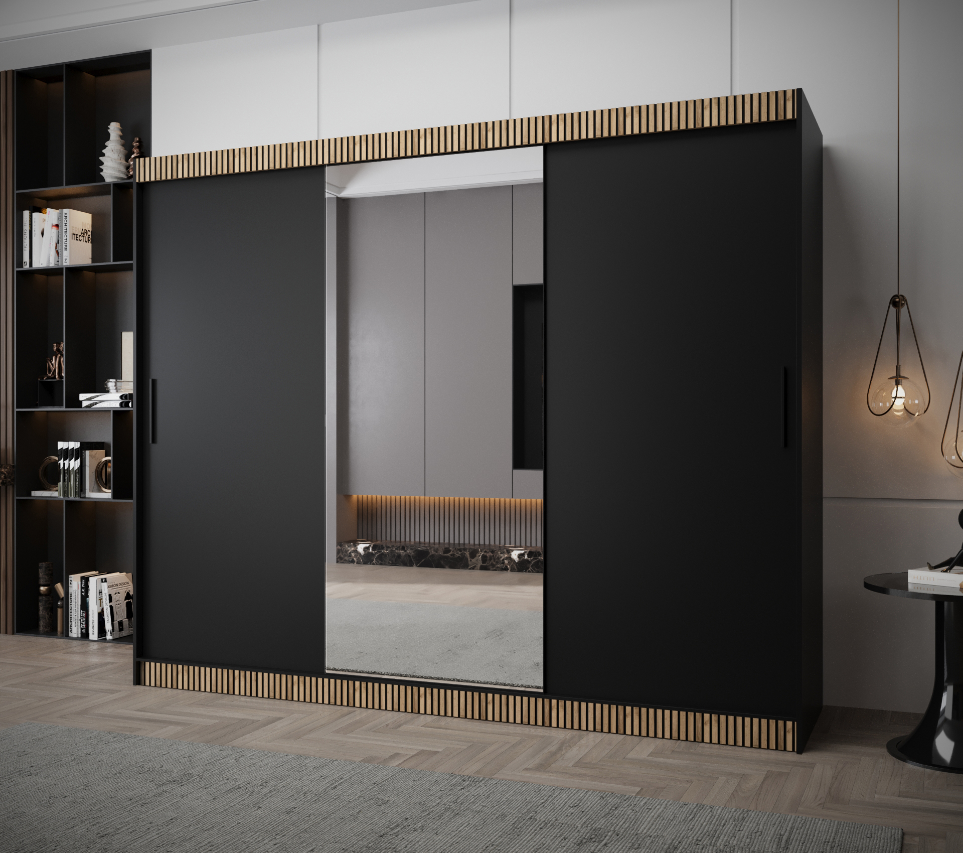 Šatní skříň Abi Tokyo 1 Premium Barva korpusu: Černá + dub wotan