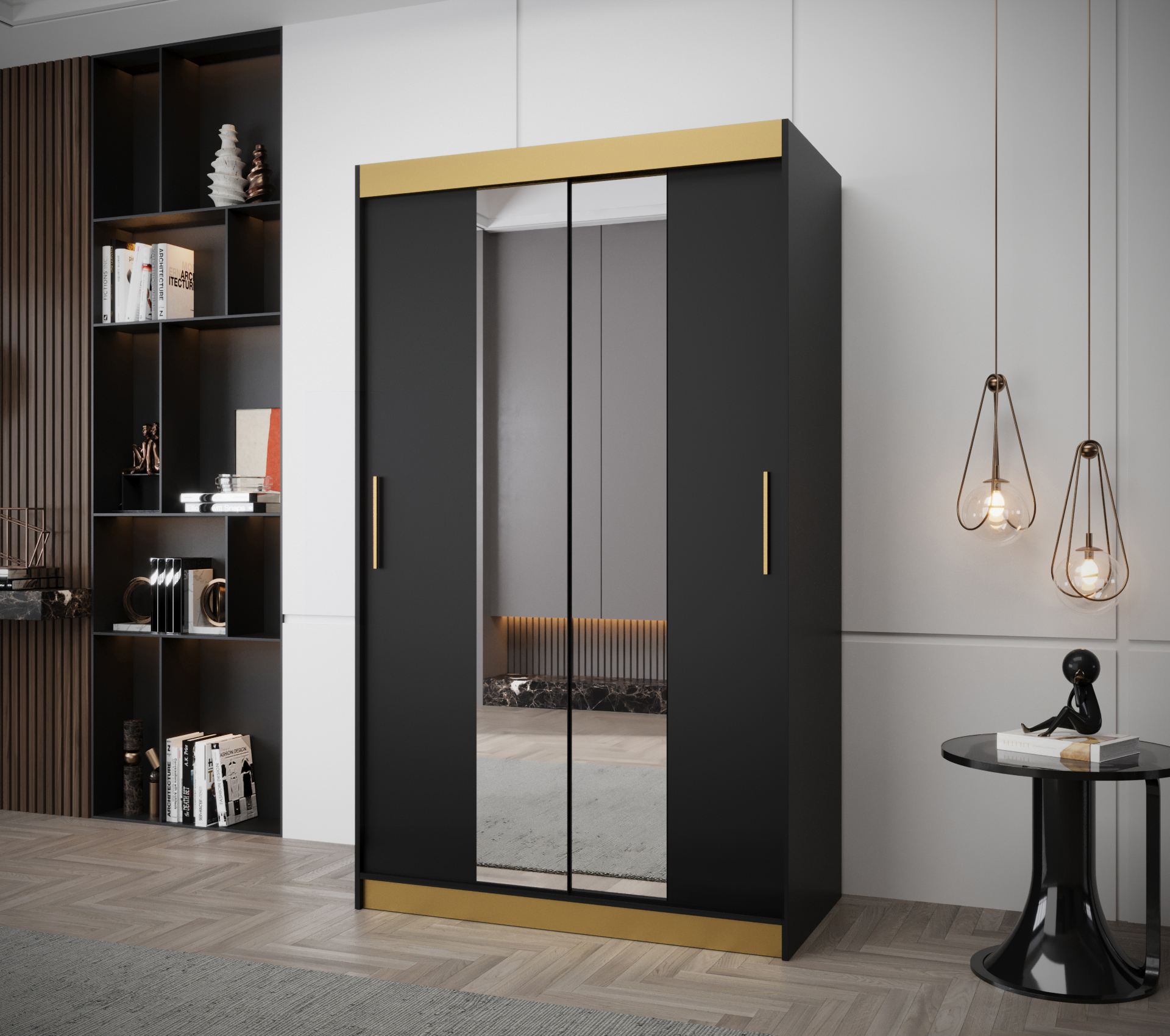 Šatní skříň Abi Tokyo 1 Premium Barva korpusu: Černá + zlatá